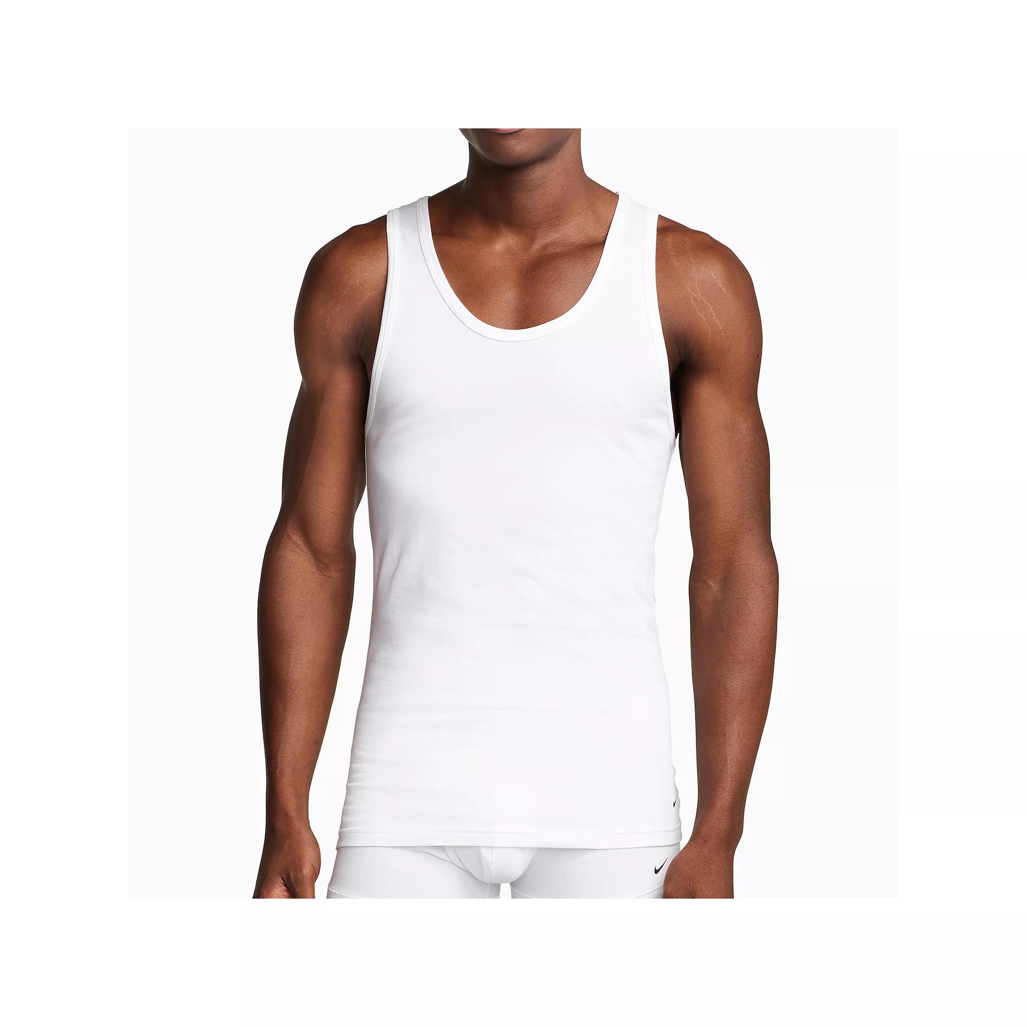 Nike Men's Dri-FIT Essential Cotton Stretch Slim Fit Tank Top Undershirt (2-Pack) Product Image