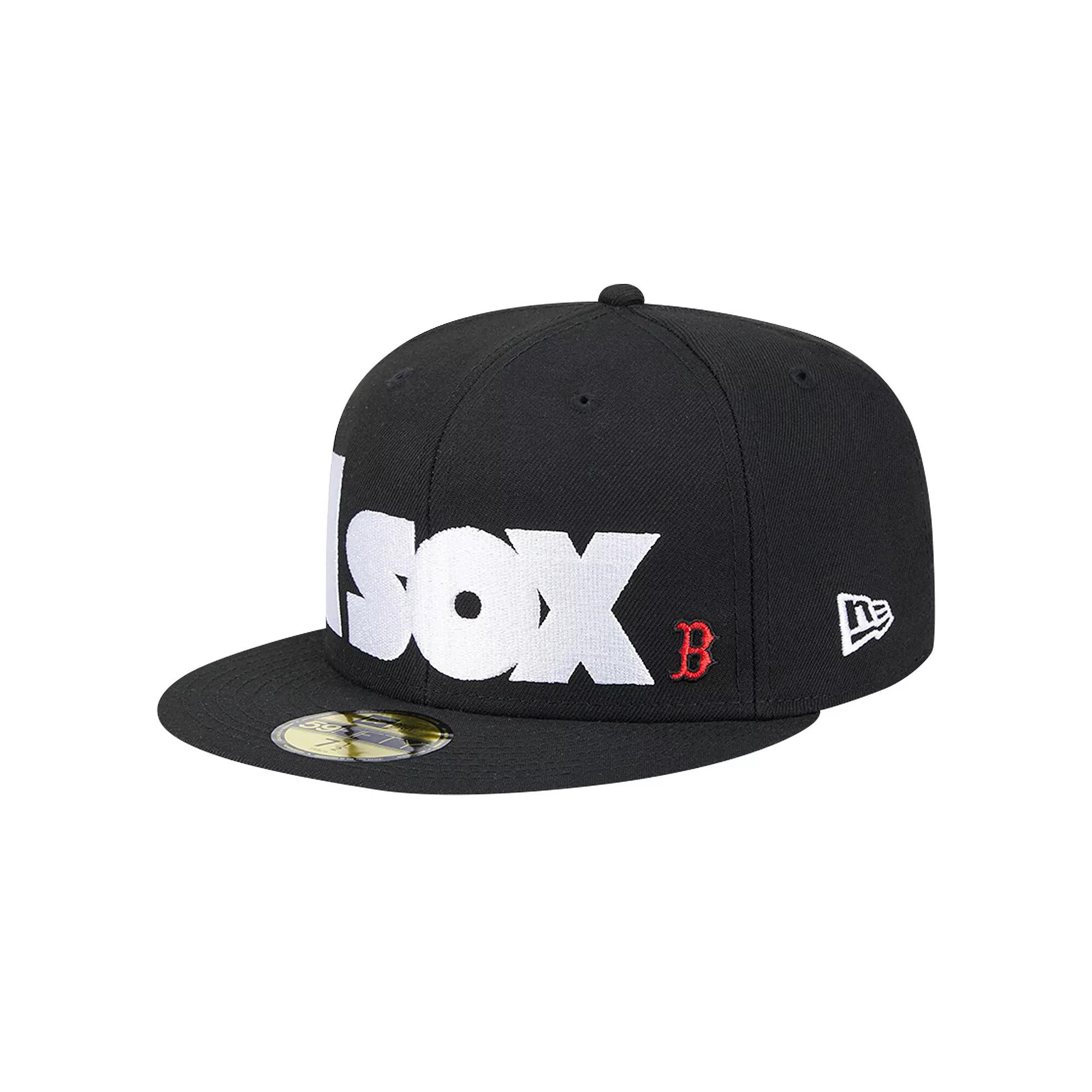 Men's New Era Black Boston Red Sox Checkered Undervisor 59FIFTY Fitted Hat,  Product Image