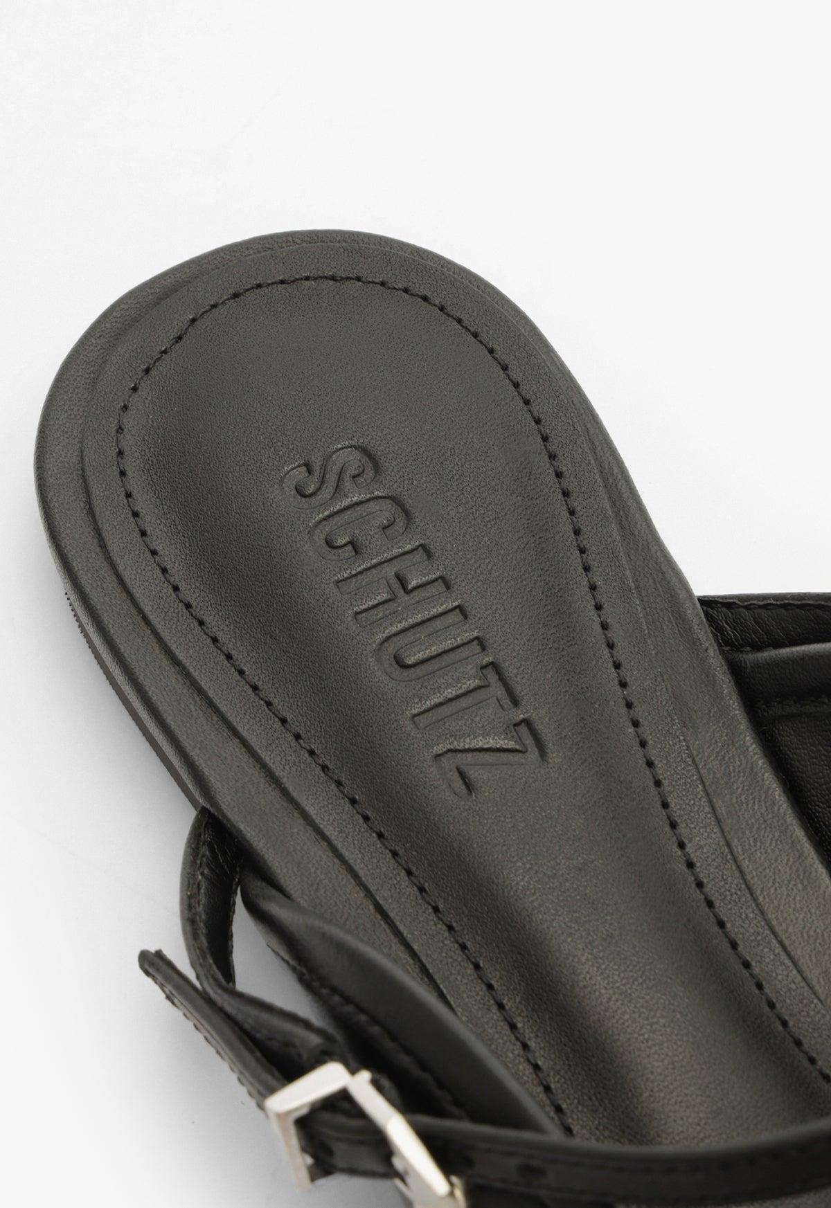 Arissa Mule Black Leather Flat Product Image