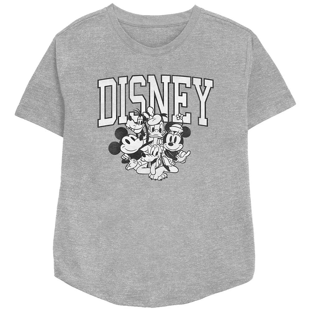 Disney's Mickey Mouse Women's Group Relaxed Fit Graphic Tee, Girl's, Size: Medium, Athletic Grey Product Image