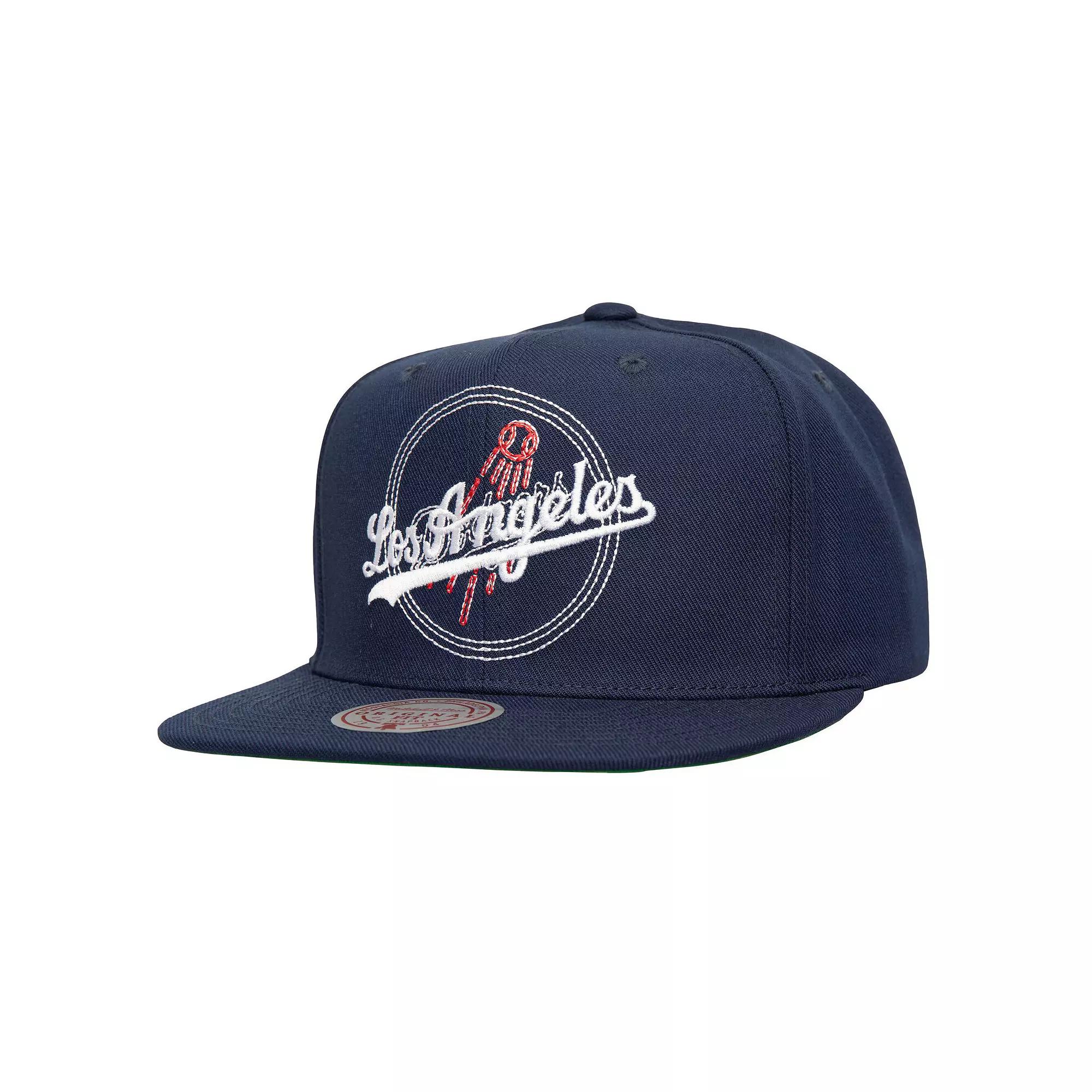 Men's Mitchell & Ness Navy Los Angeles Dodgers Double Up Snapback Hat, Blue Product Image