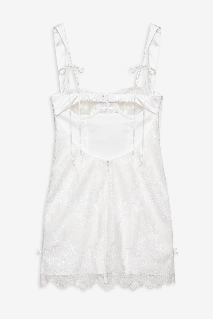 Allira Lace Mini Dress — White Product Image