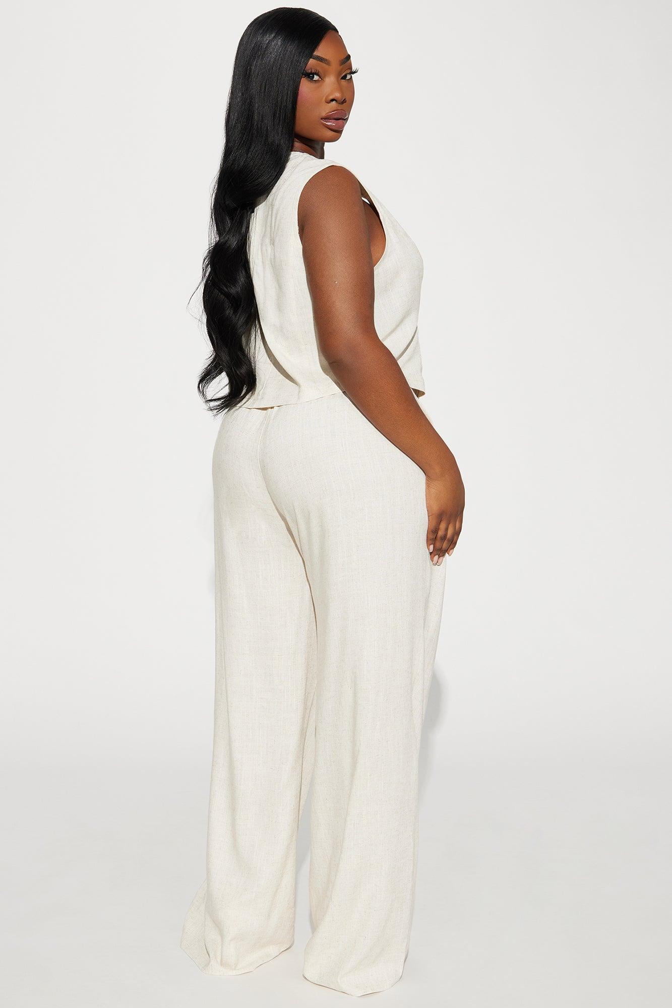 Perfect Vacay Linen Pant Set - Taupe Product Image