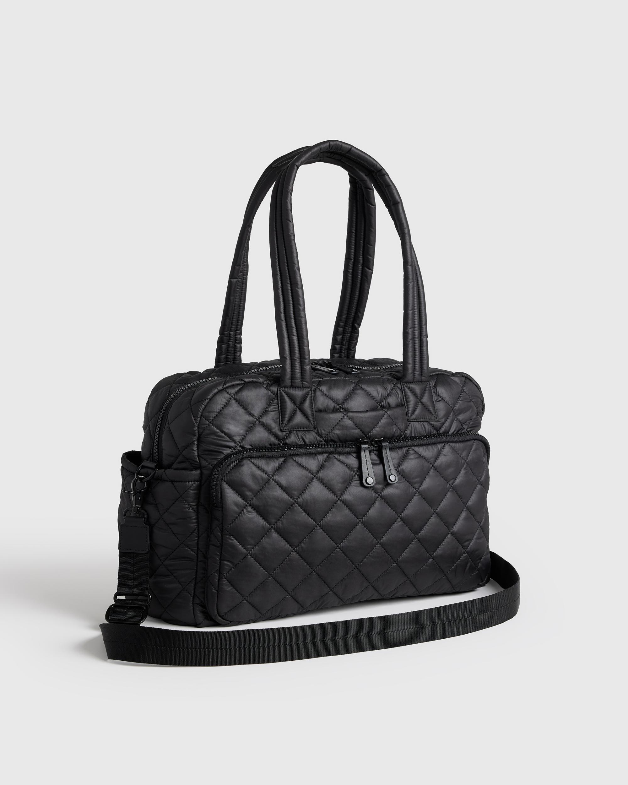 Quince | Women's Transit Quilted Duffle Bag in Black, Nylon Product Image