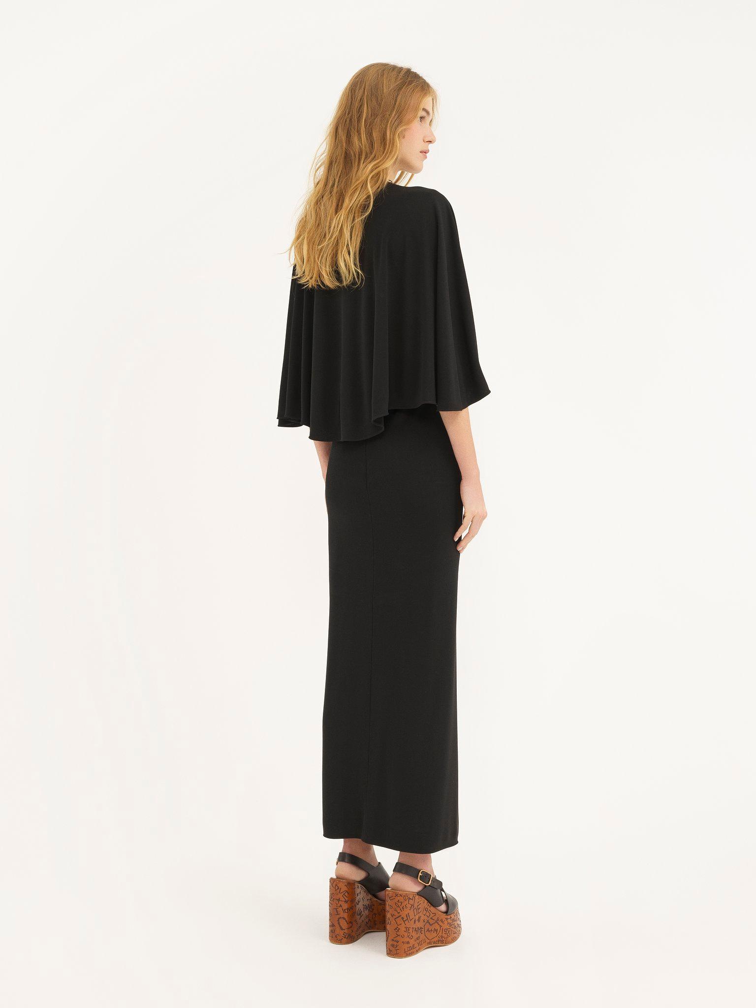 Long cape dress in crêpe jersey Product Image