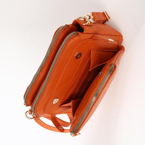 Crossbody Leather Shoulder Bag and Clutch with Stainless Steel Card Wallet Product Image