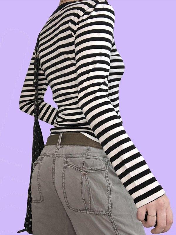 Vintage Striped Long Sleeve Tee Product Image