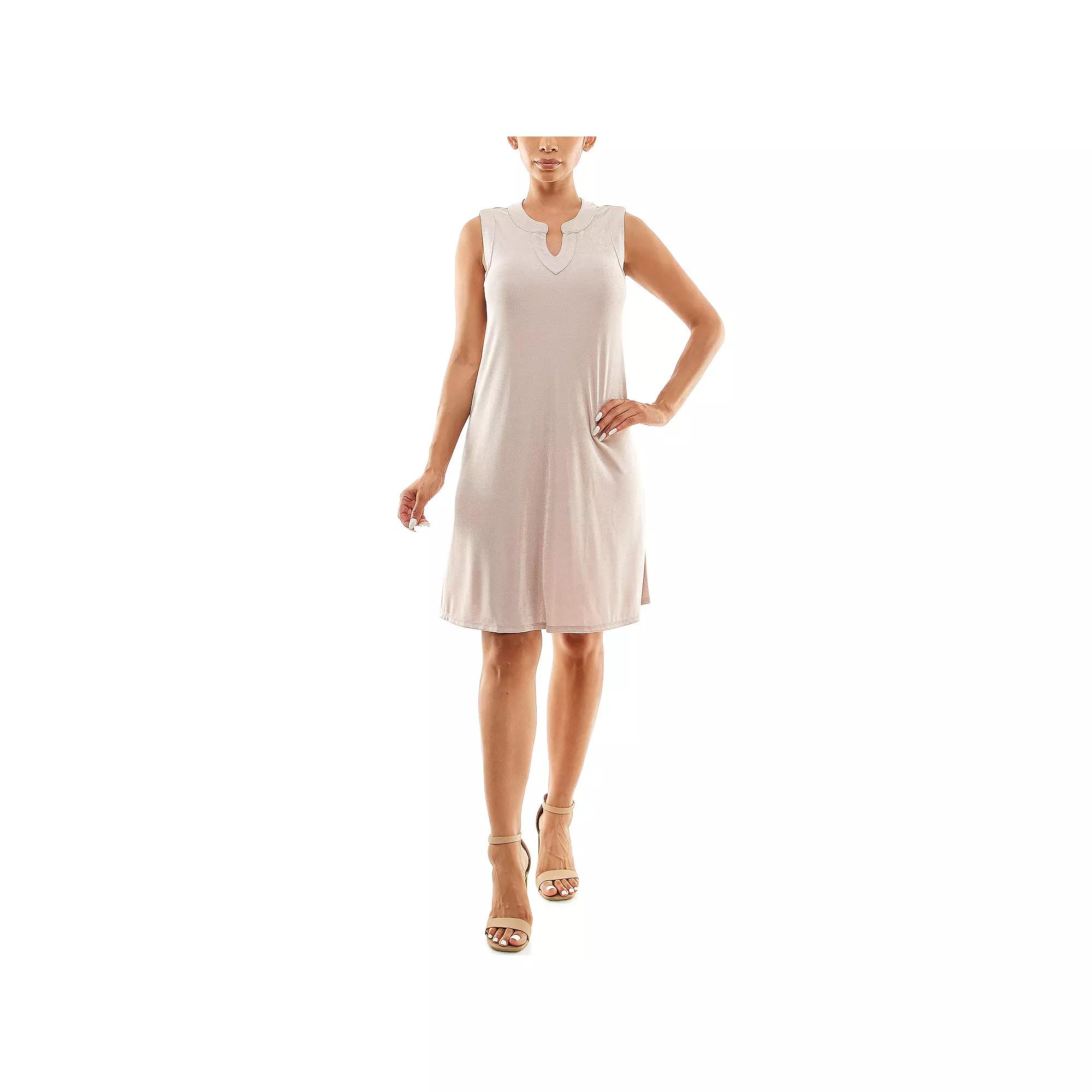 Women's Nina Leonard Mandarin Collar Dress, Size: XL, White Product Image