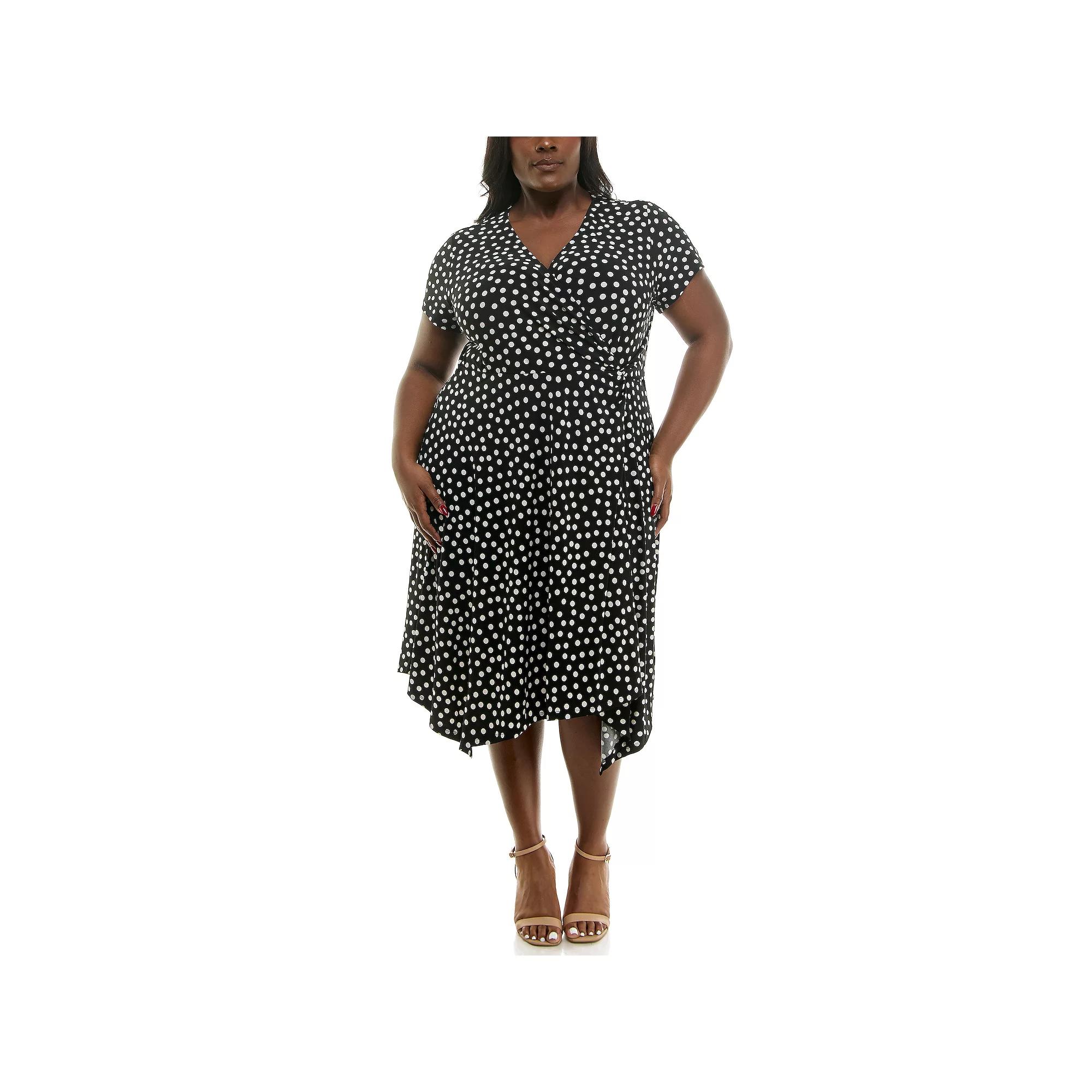 Plus Size Nina Leonard Surplice Uneven Hem Dress, Women's, Size: 2XL, White Ice Product Image