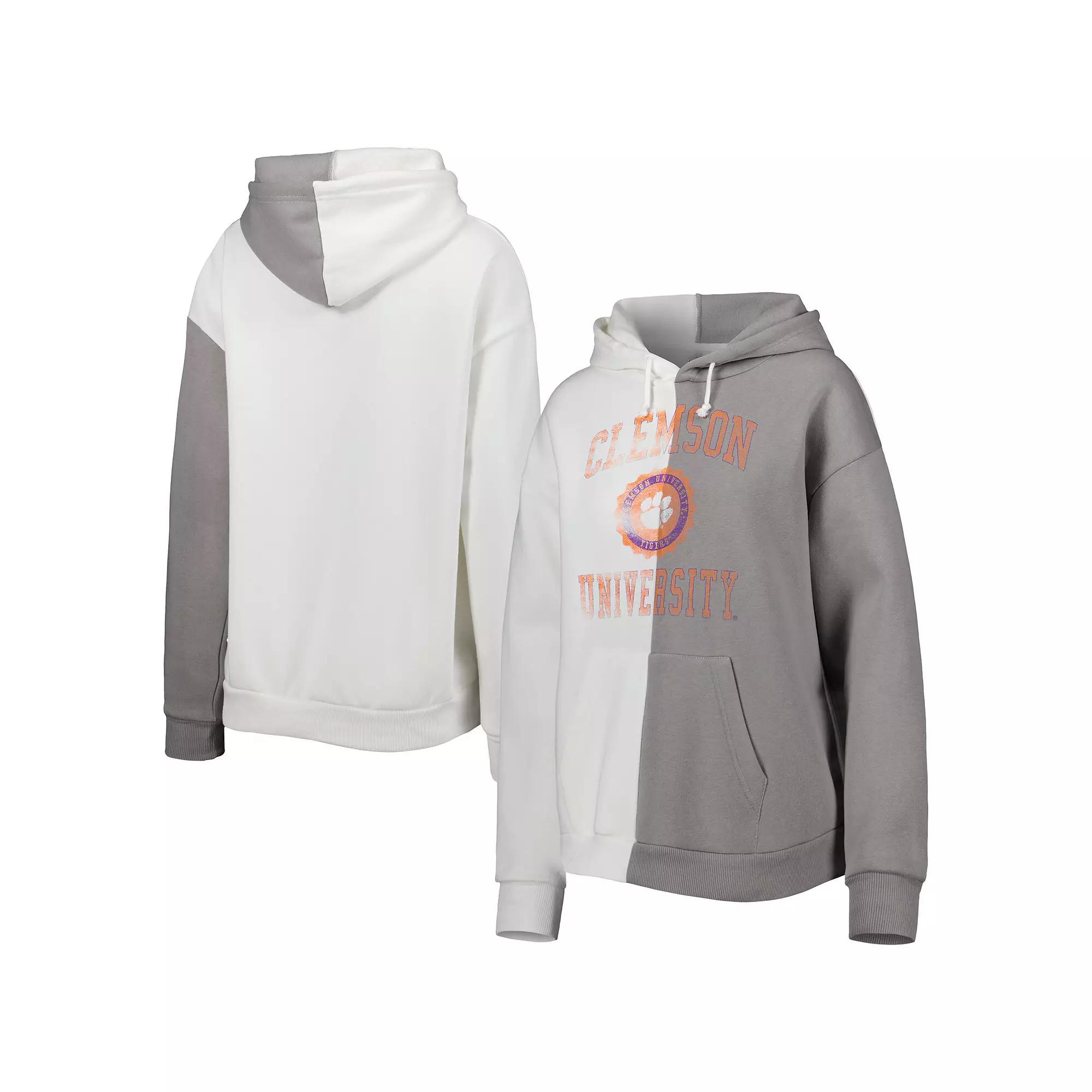 Women's Gameday Couture Gray/White Clemson Tigers Split Pullover Hoodie,  Product Image