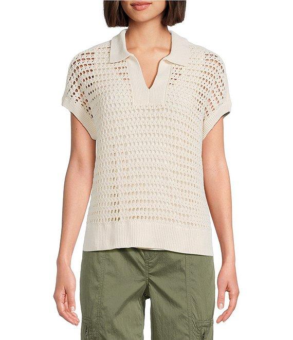 Westbound Knit Short Sleeve Polo Top Product Image