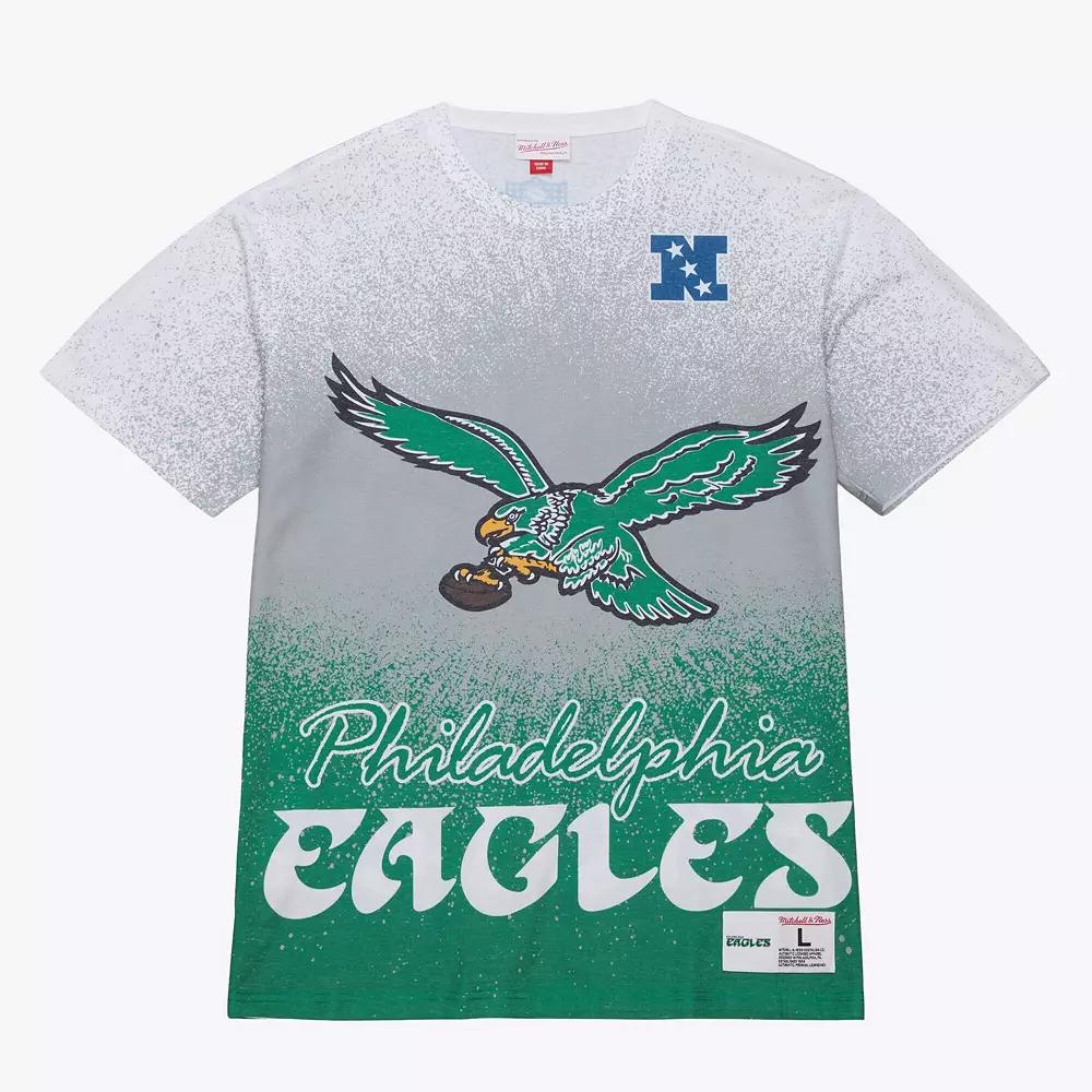 Men's Mitchell & Ness  White Philadelphia Eagles Team Burst Vintage Logo T-Shirt, Size: Large Product Image