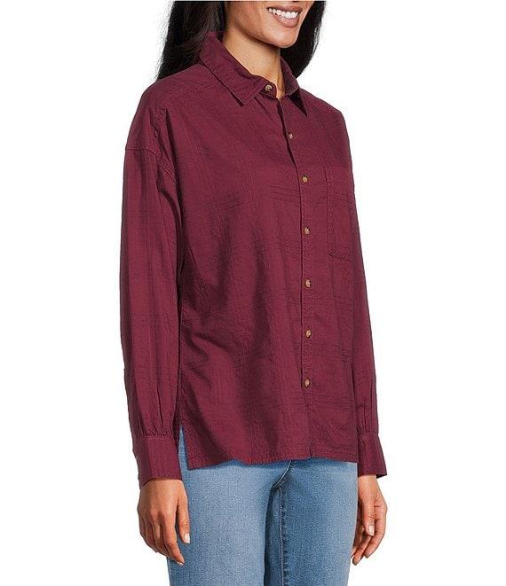 Westbound Woven Collared Oversized Long Sleeve Top Product Image