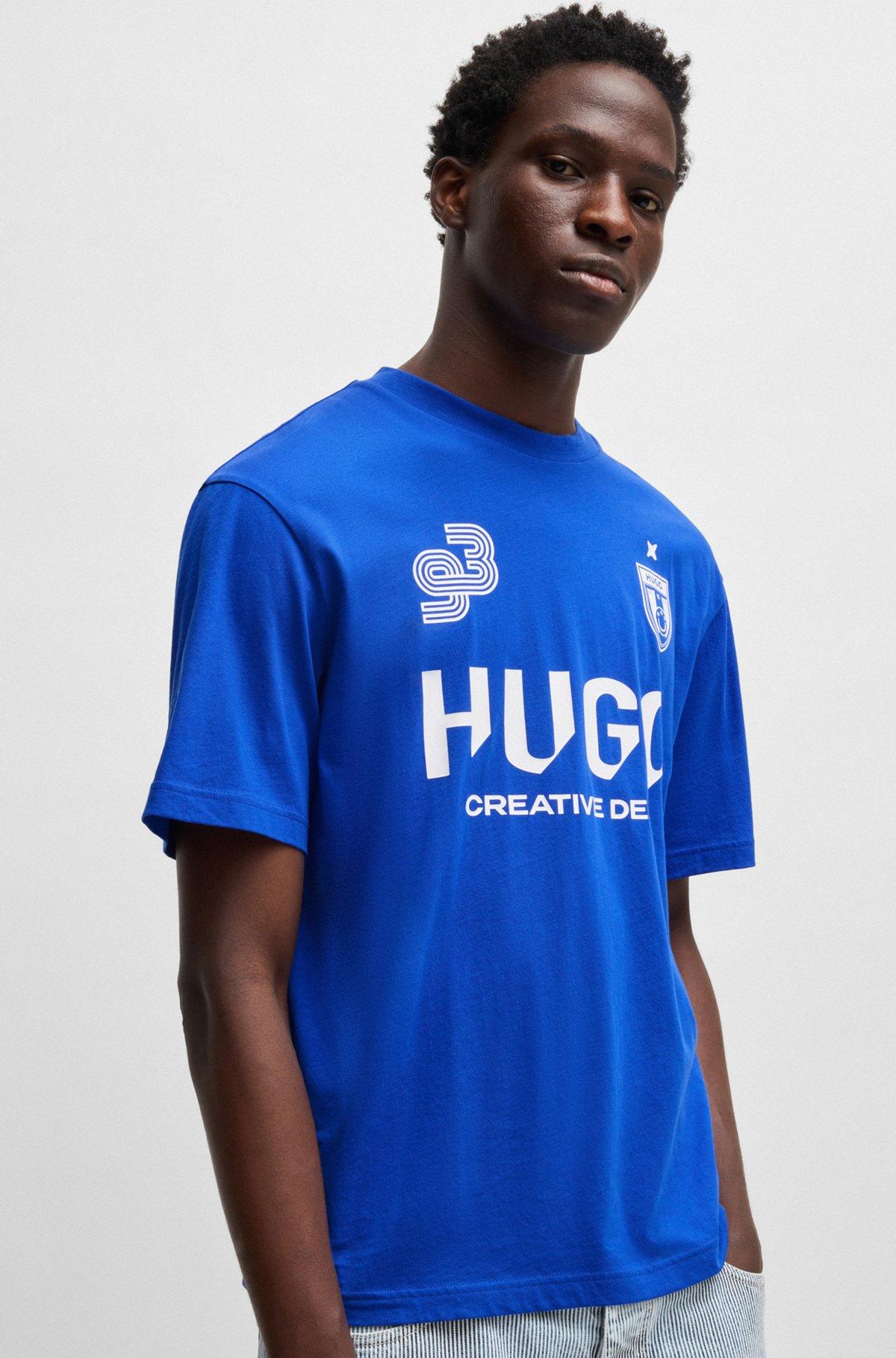 Cotton-jersey T-shirt with football-inspired prints Product Image