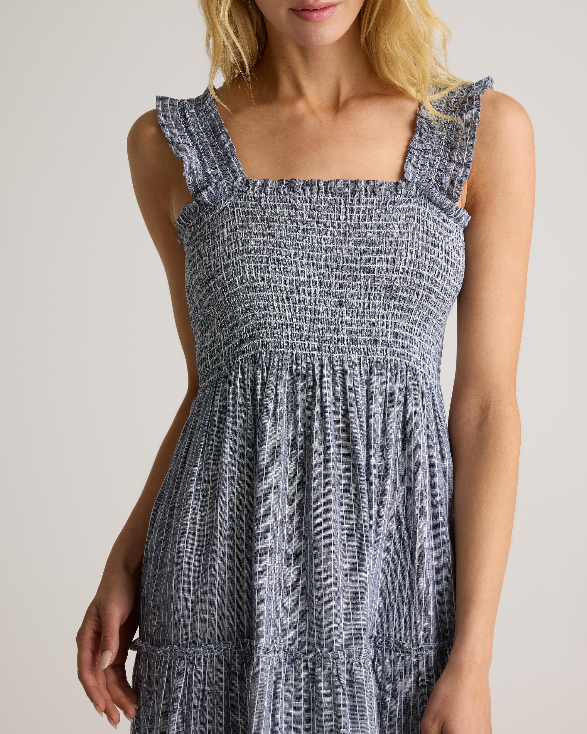 Quince | Women's 100% European Linen Smocked Midi Dress Product Image