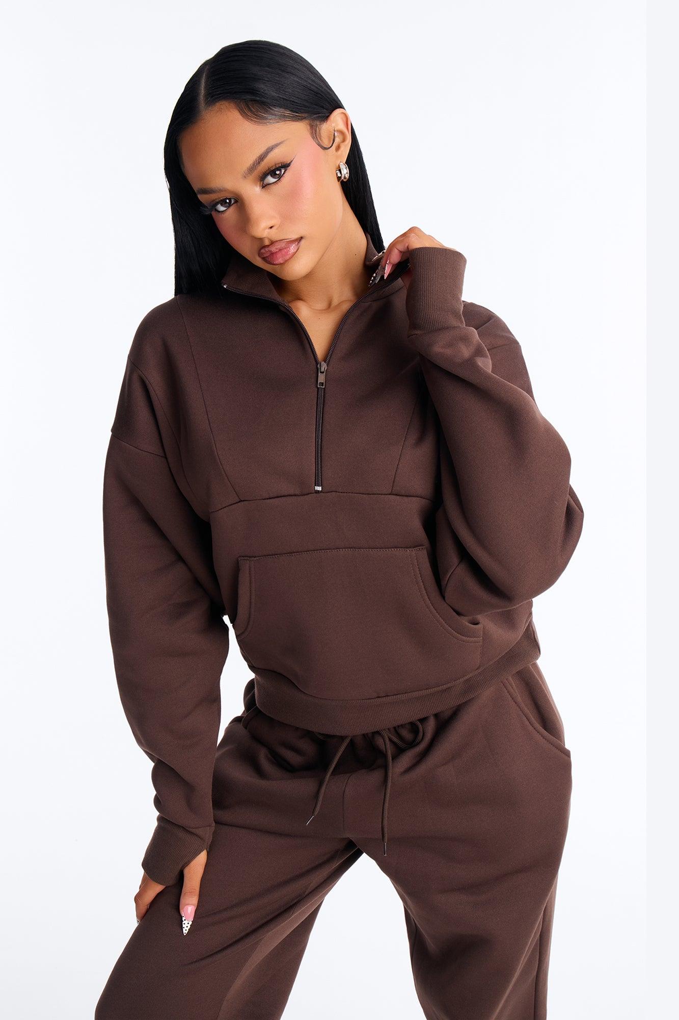 Kora Fleece Jogger Pant Set - Chocolate Female Product Image