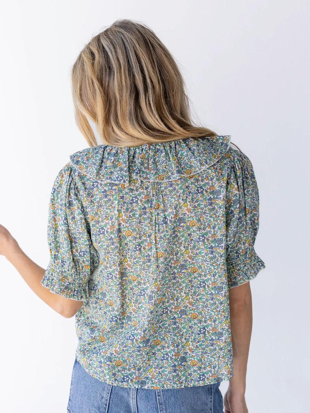 My Favorite Cotton Top - Blue Floral Product Image