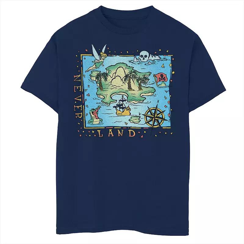 Disney's Peter Pan Boys 6-20 Never Land Map Vintage Poster Graphic Tee, Boy's,  Product Image