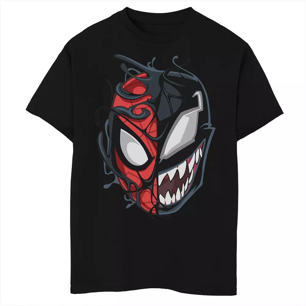 Boys 8-20 Marvel Spider-Man Peter Venom Split Face Tee, Boy's, Size: XL HUSKY, Black Product Image