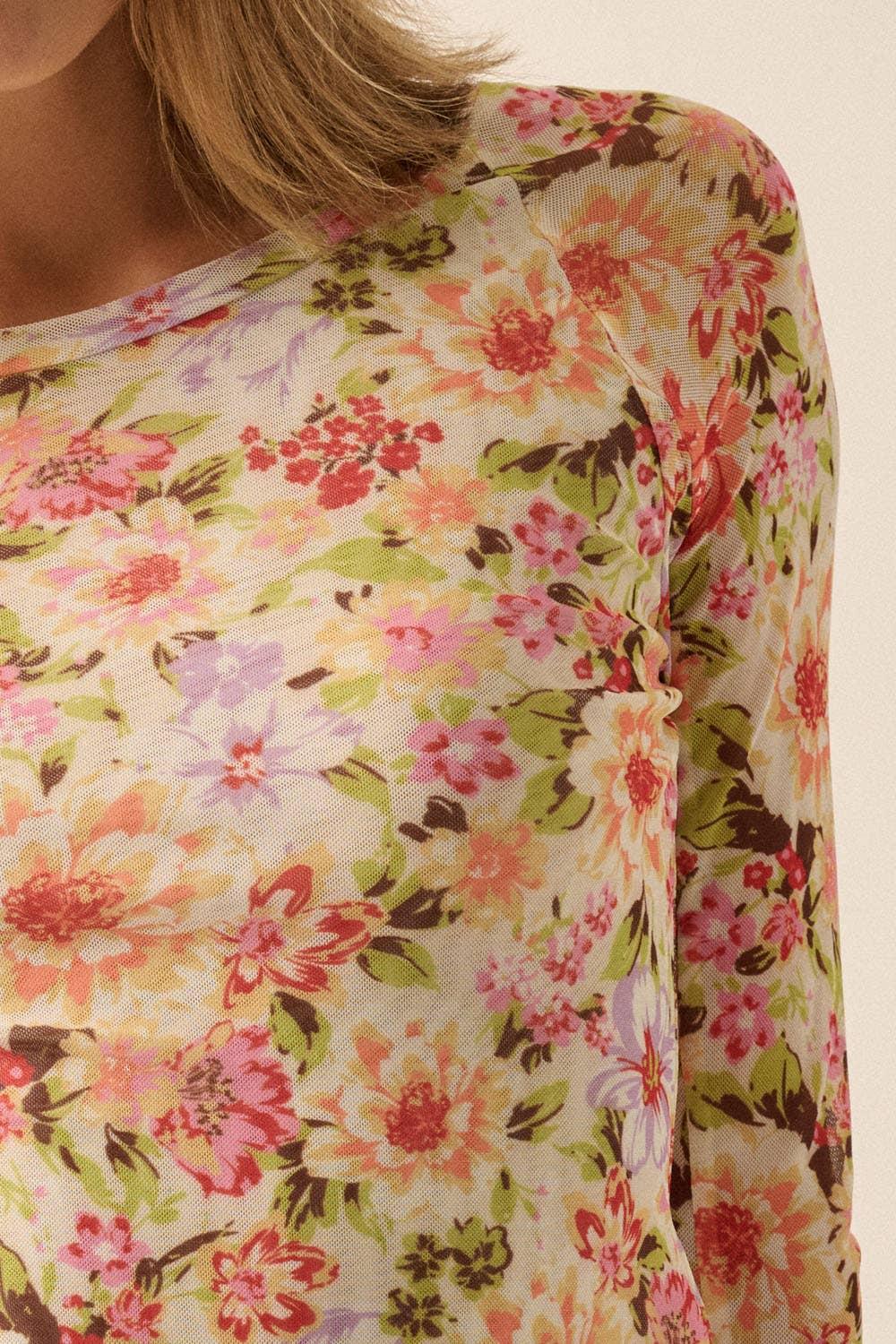 Tricia Floral Mesh Top Product Image