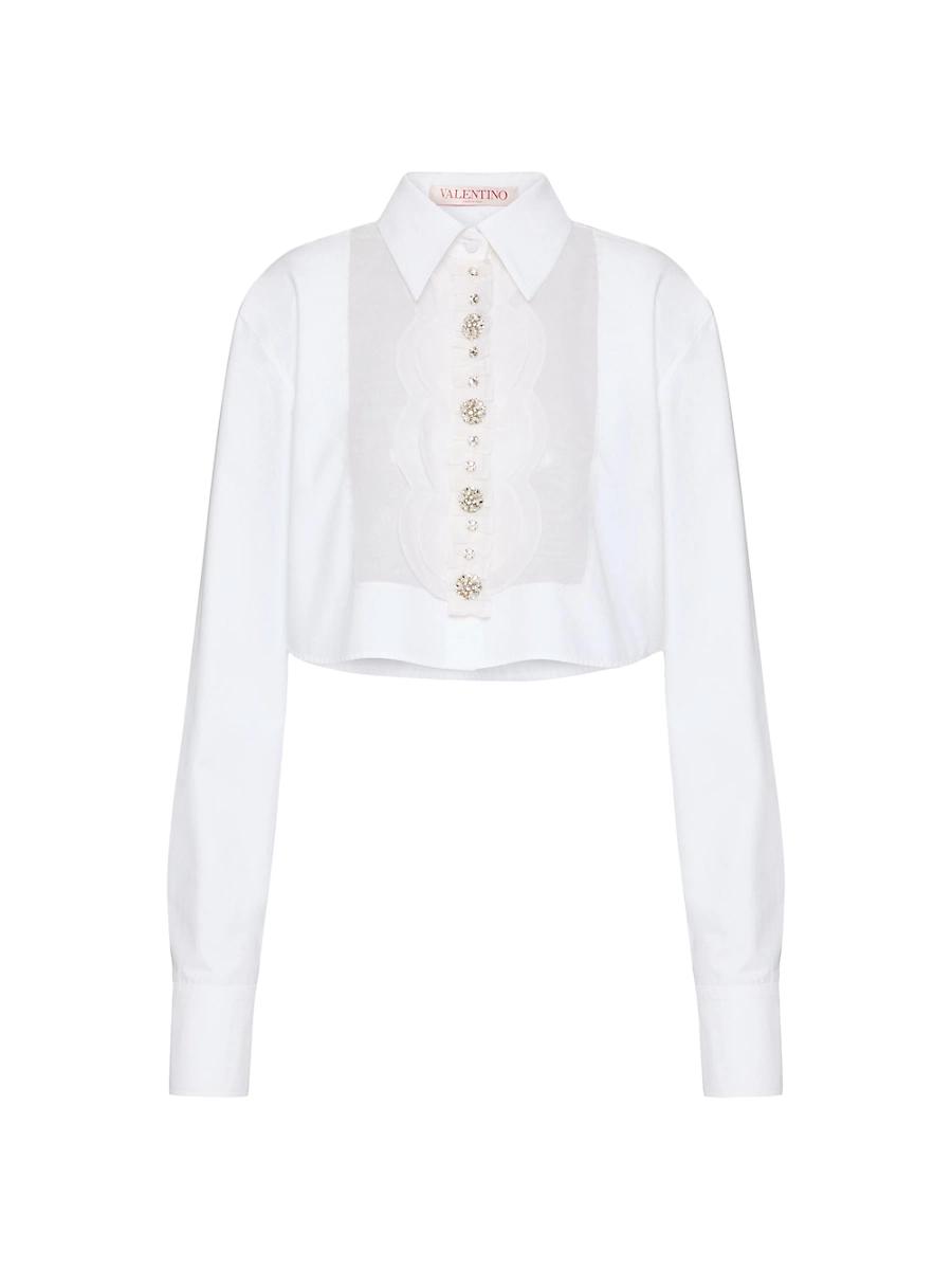 Womens Embroidered Compact Poplin Shirt Product Image