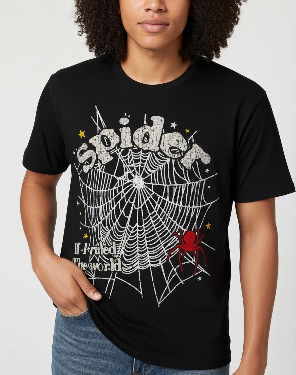 Spider Web If I Ruled The World Vintage Graphic Cotton T-shirt Product Image