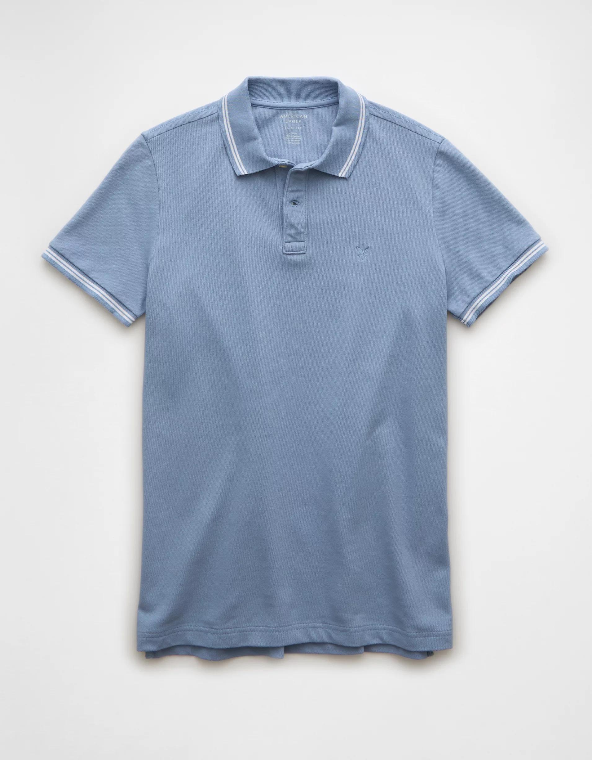 AE Lived-In Stretch Pique Slim Fit Tipped Polo Shirt Product Image