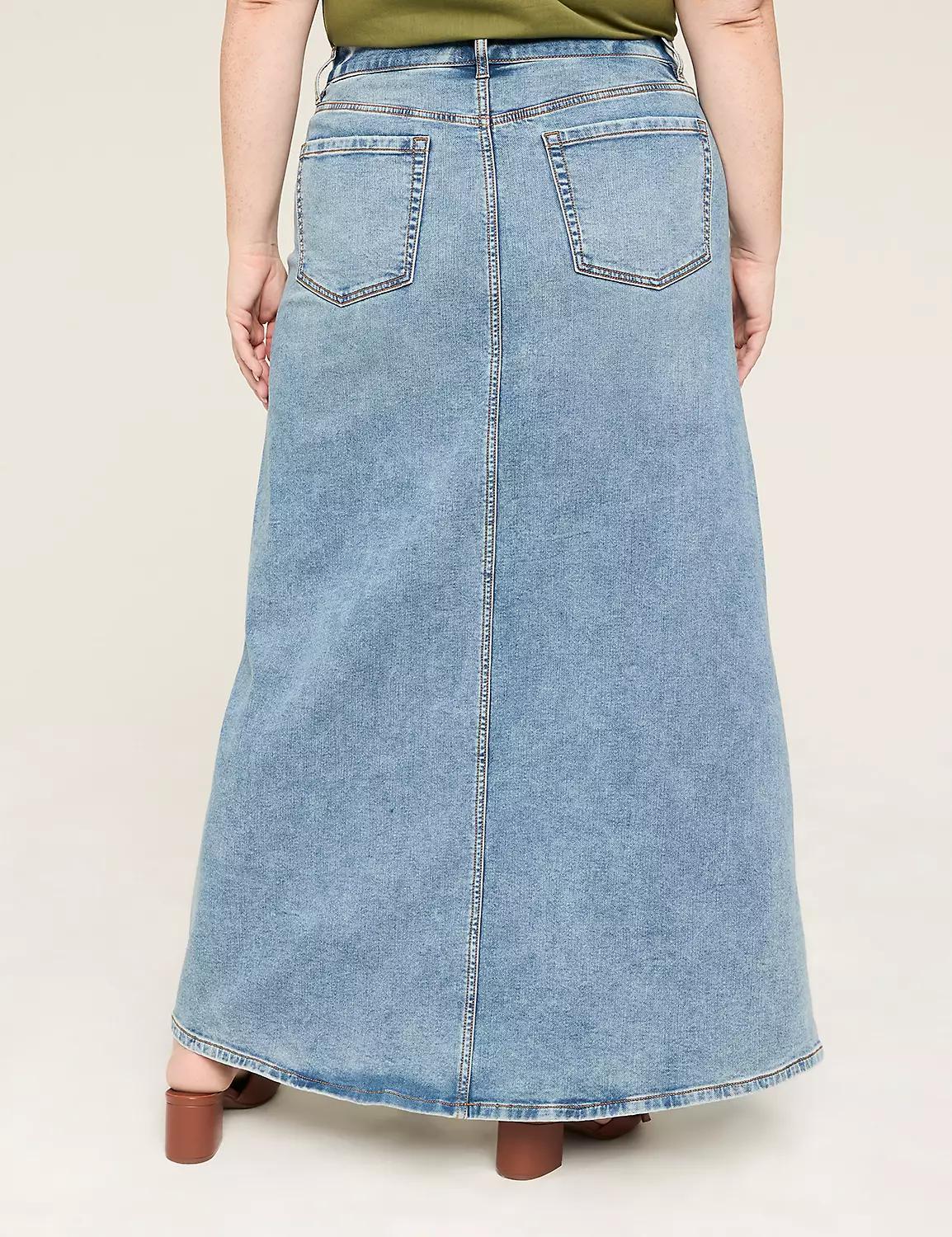 Denim High-Rise Maxi Skirt Product Image