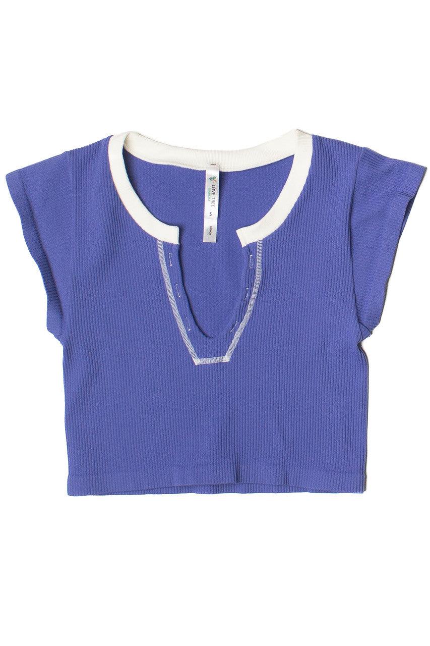 Sporty Notch Neck Seamless Crop Top Product Image