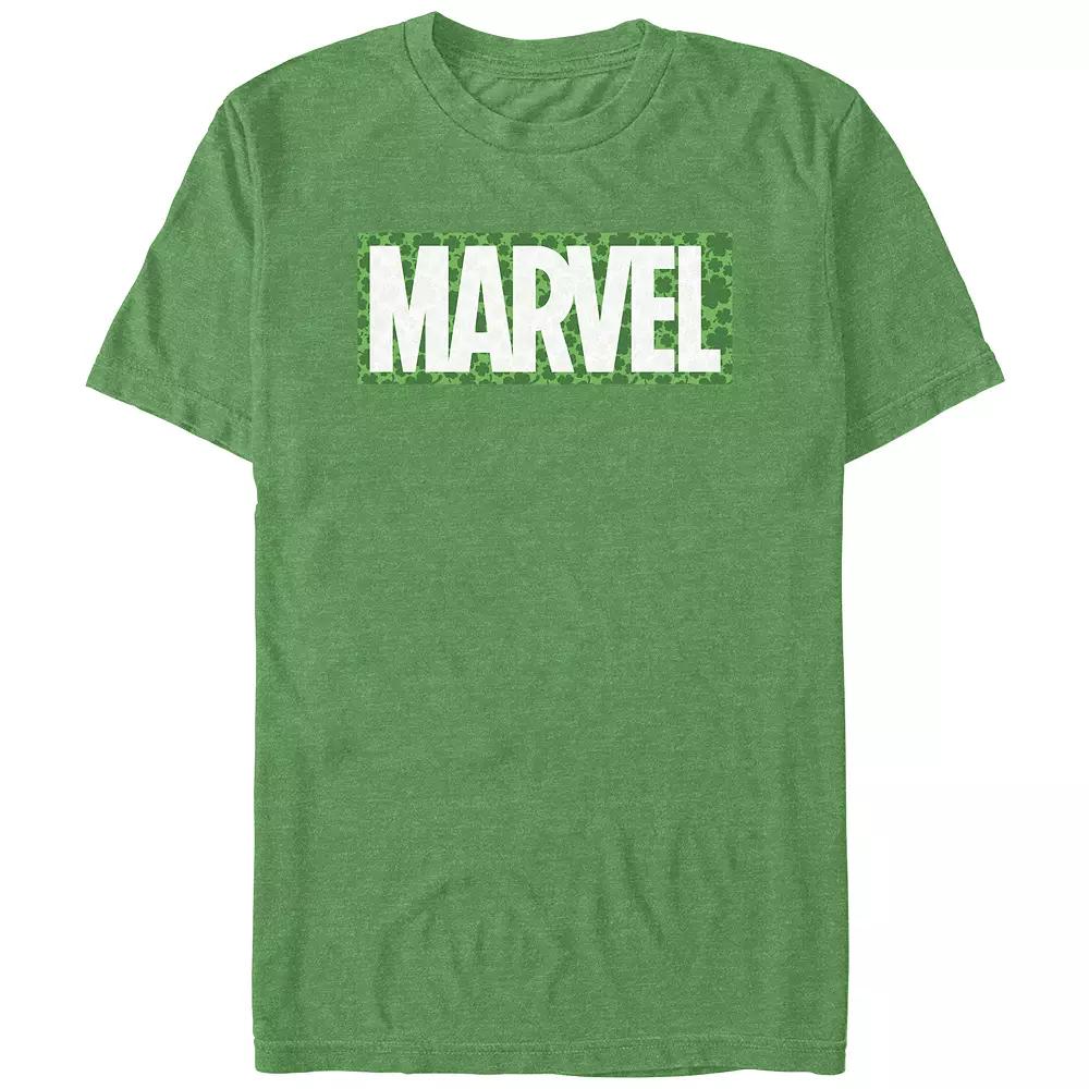 Men's Marvel Logo Clovers Background Graphic Tee,  Product Image