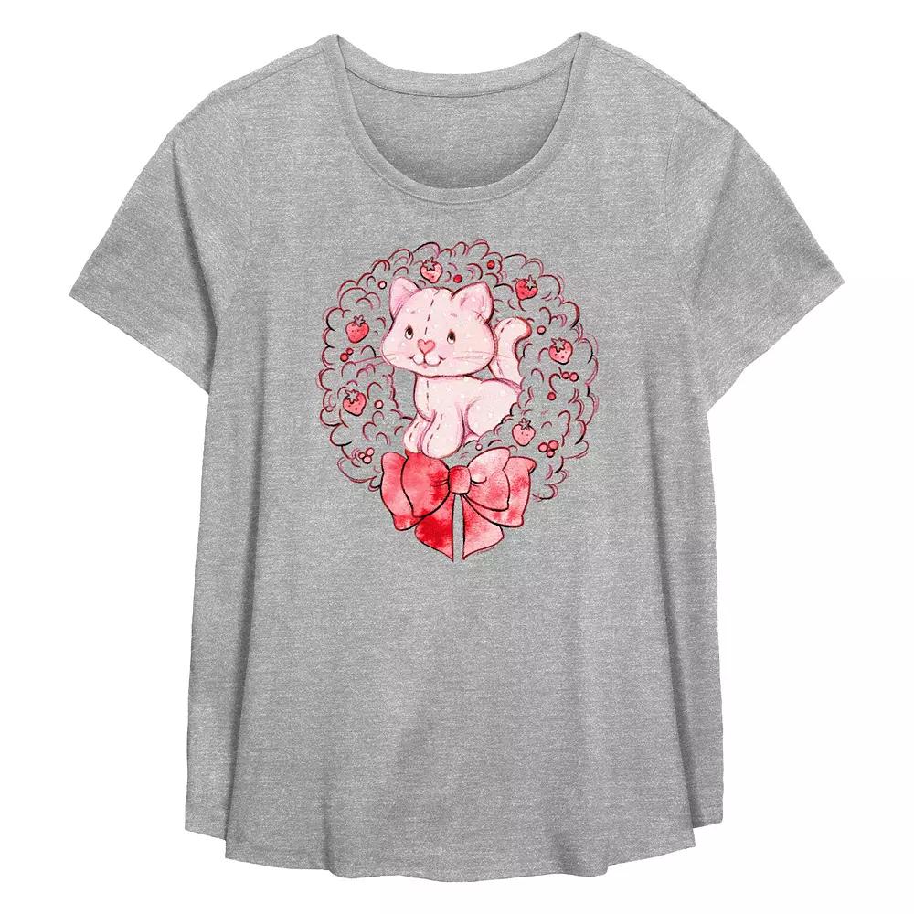 Plus Size Strawberry Shortcake Custard Wreath Flowy Graphic Tee, Women's, Size: 4XL, Grey Gray Product Image