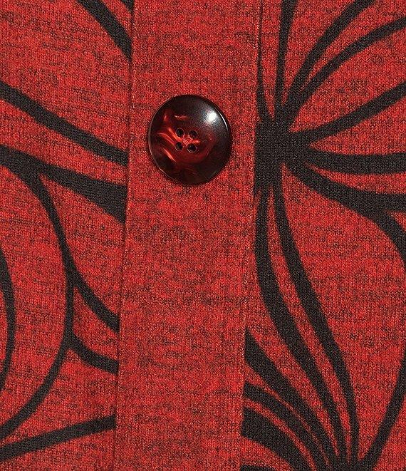 Ali Miles Plus Size Brushed Knit Stripe Round Neck 3/4 Cuff Sleeve Tunic Product Image