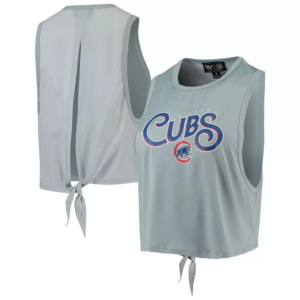 Women's The Wild Collective Light Blue Chicago Cubs Open Back Twist-Tie Tank Top, Size: Small Product Image