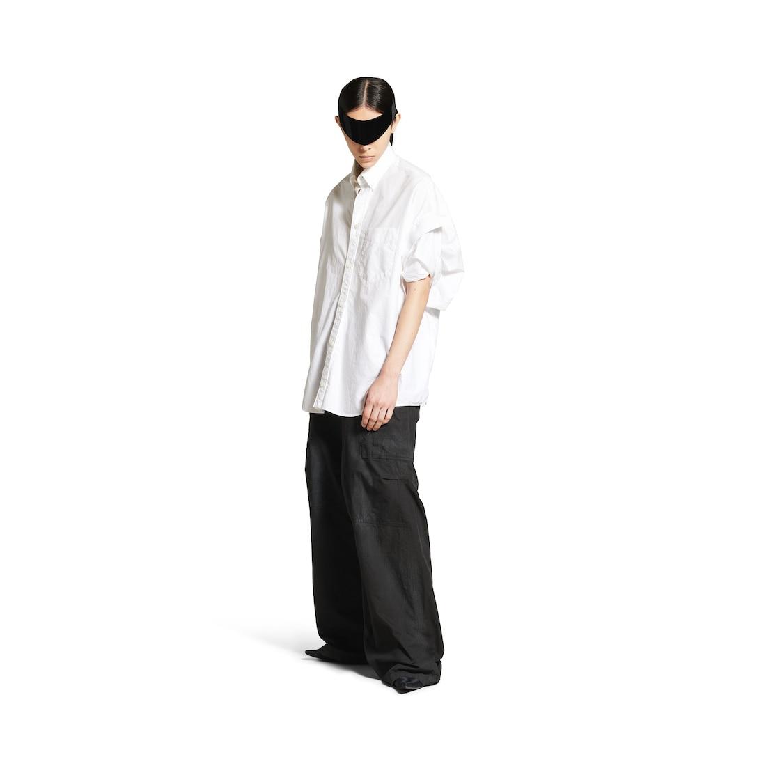 Women's Tucked Sleeve Shirt in White Product Image
