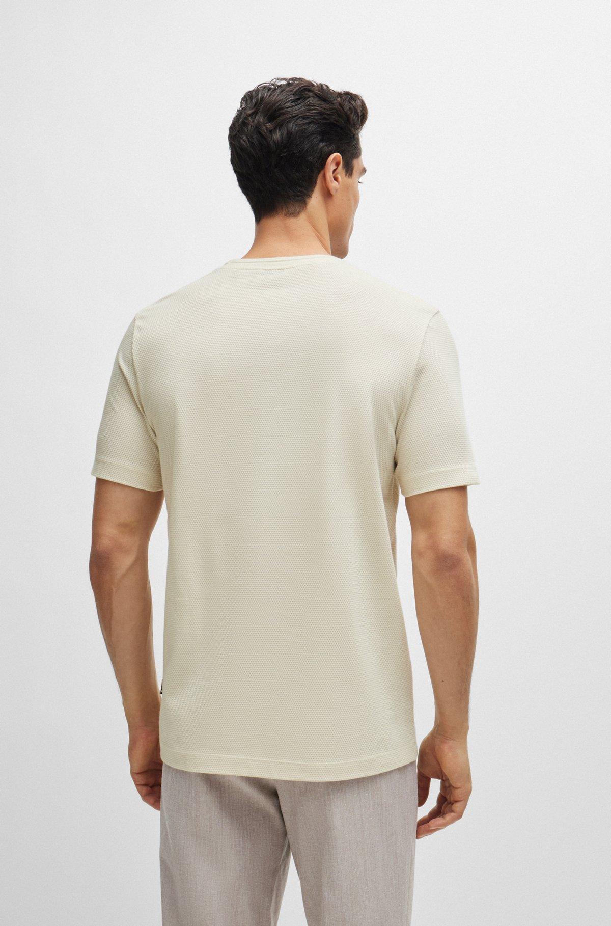 BOSS -  T-shirt with bubble-jacquard structure - White Product Image
