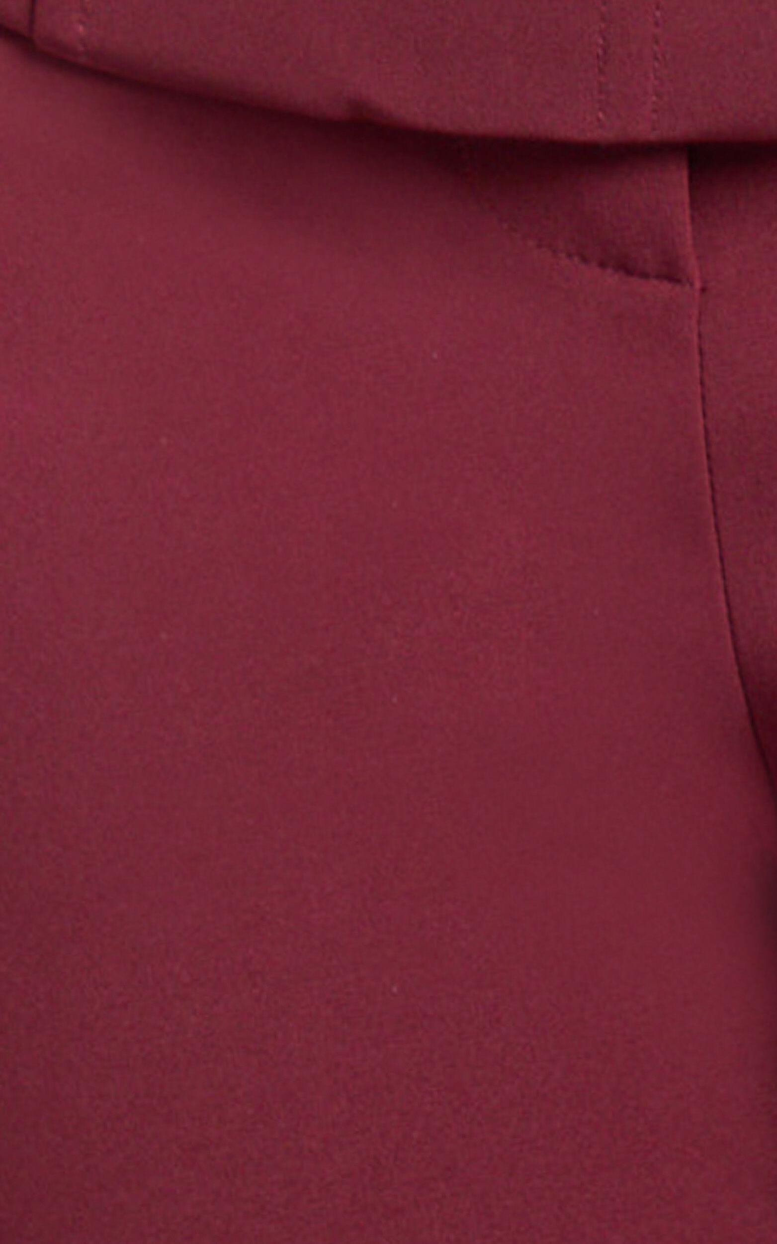 Irene Pants - Mid Rise Split Hem Bootleg Pants in Wine Product Image