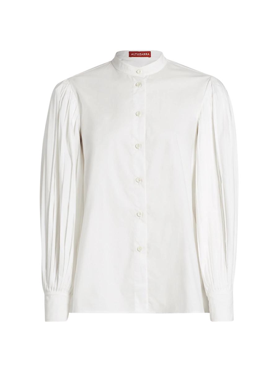 Womens Patsy Pleated-Sleeve Cotton-Blend Shirt Product Image