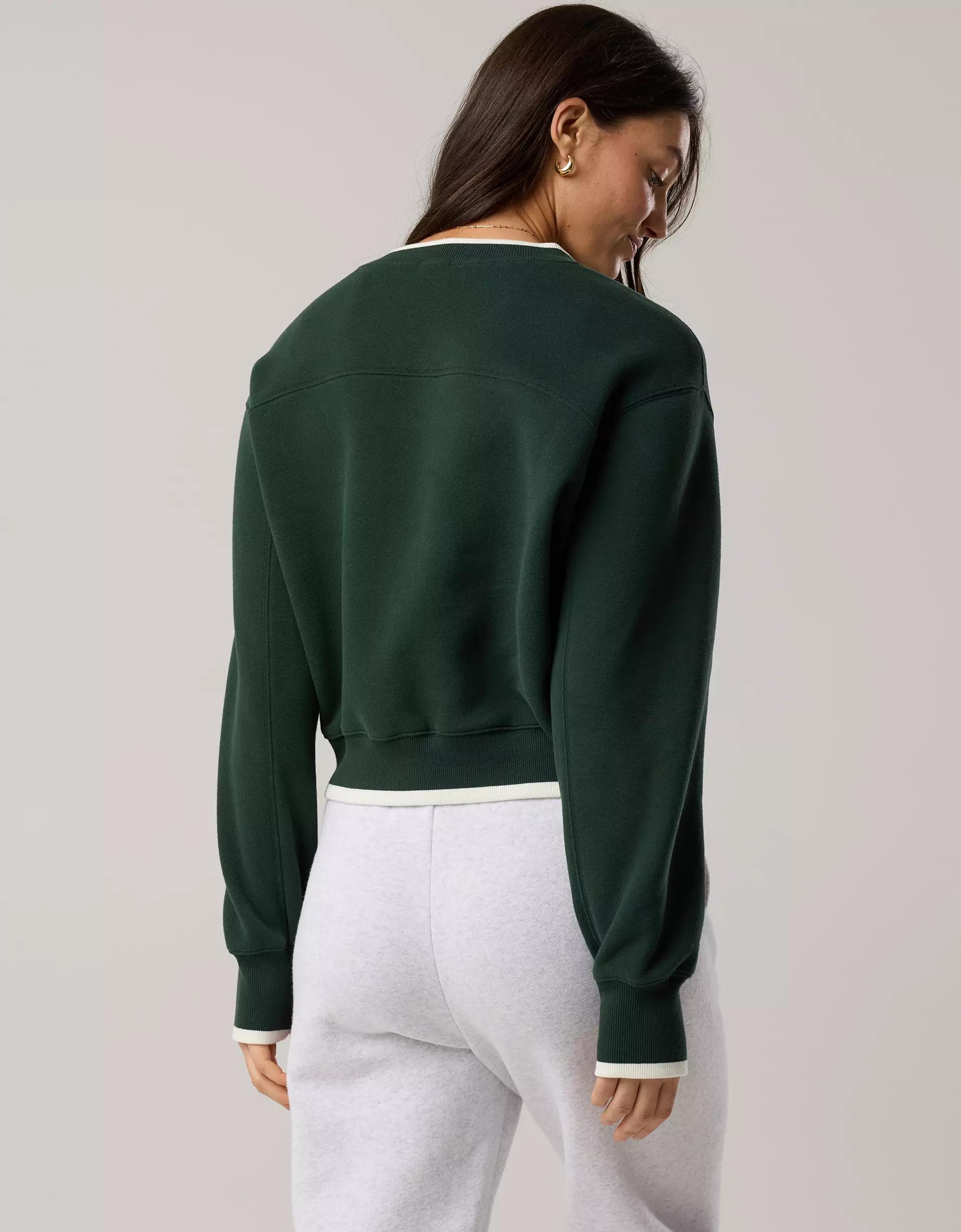 OFFLINE By Aerie Cloud Fleece V-Neck Crew Sweatshirt Product Image