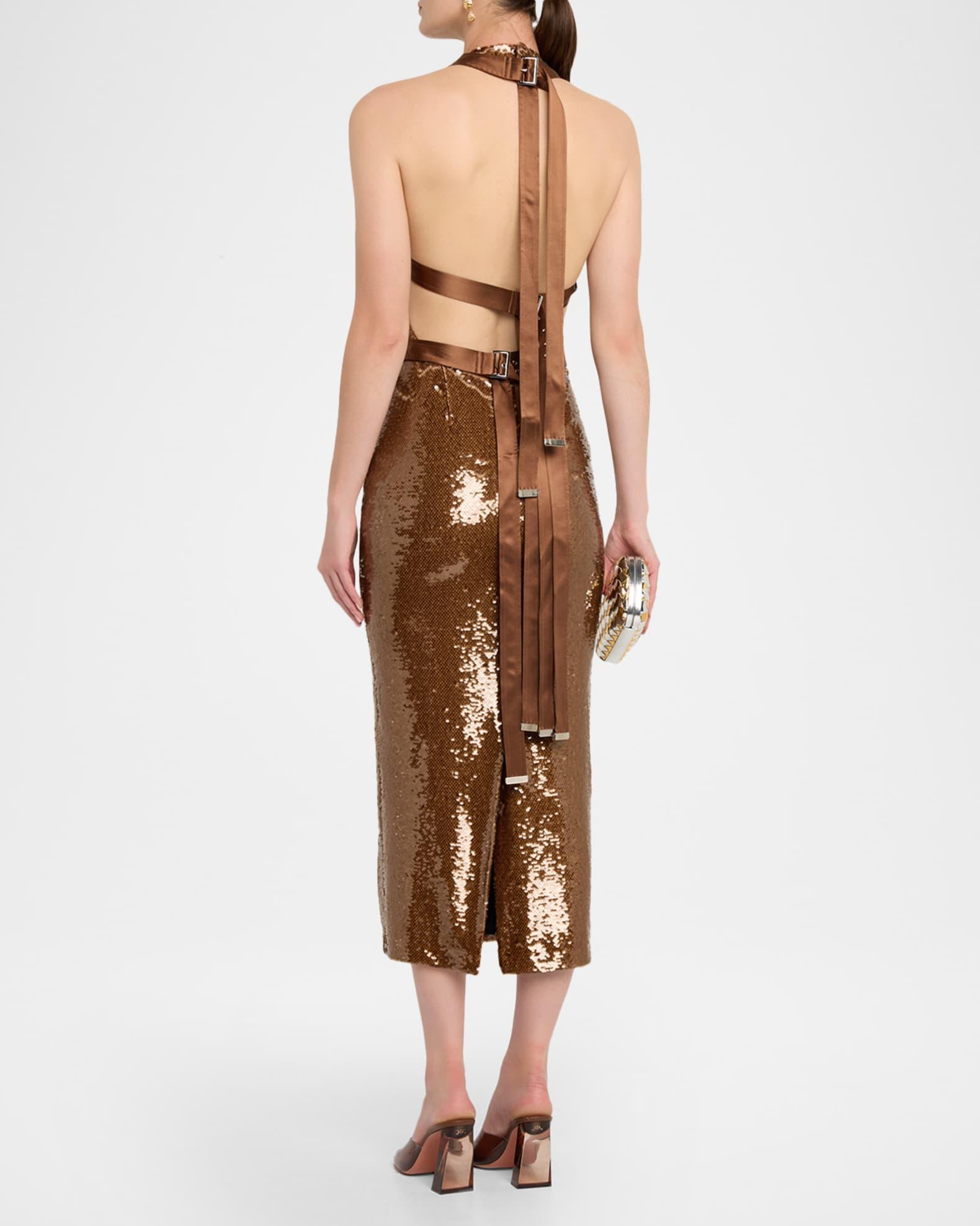 Sequined Halter Midi Dress Product Image