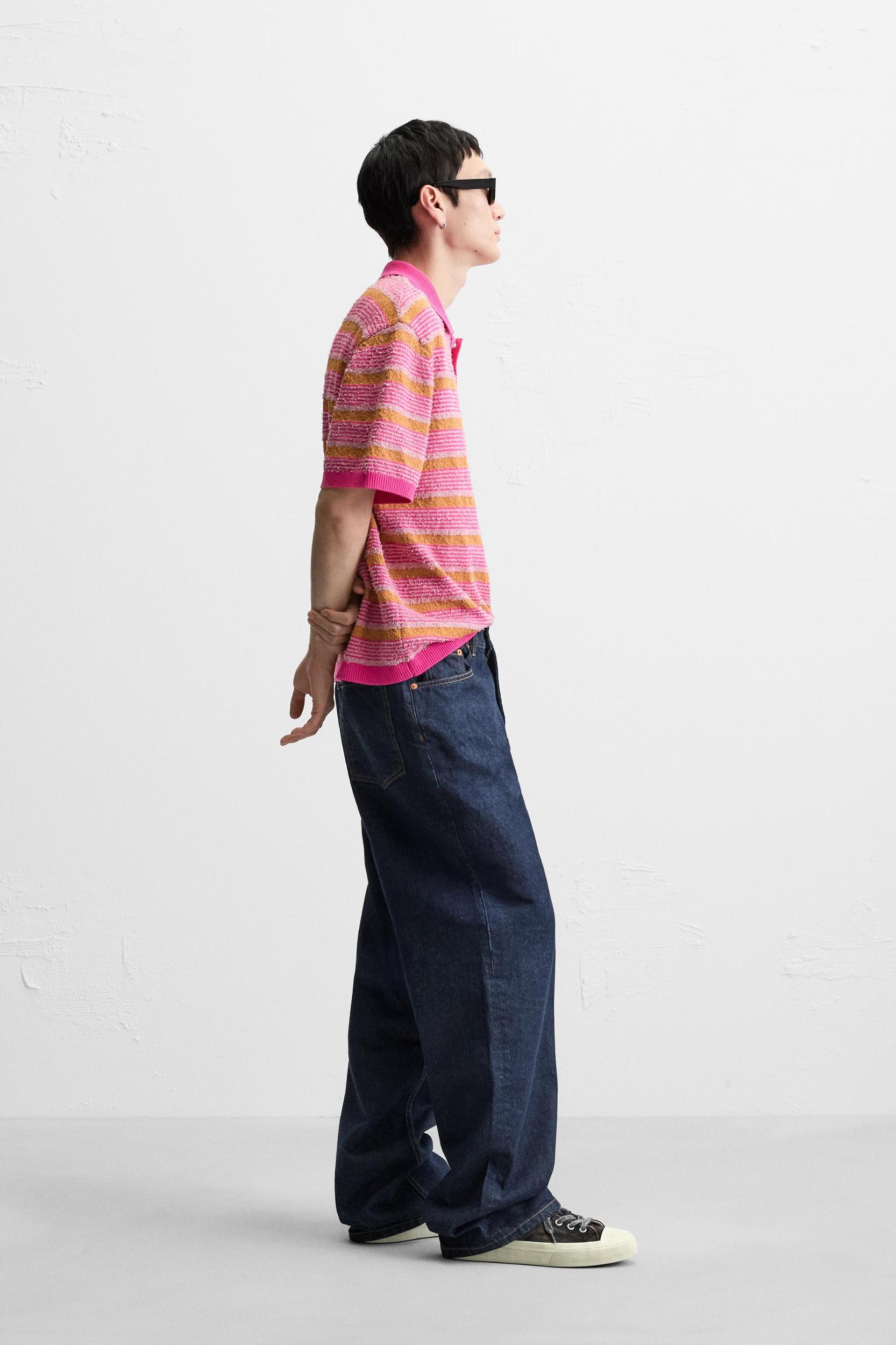 TEXTURED STRIPE KNIT POLO Product Image