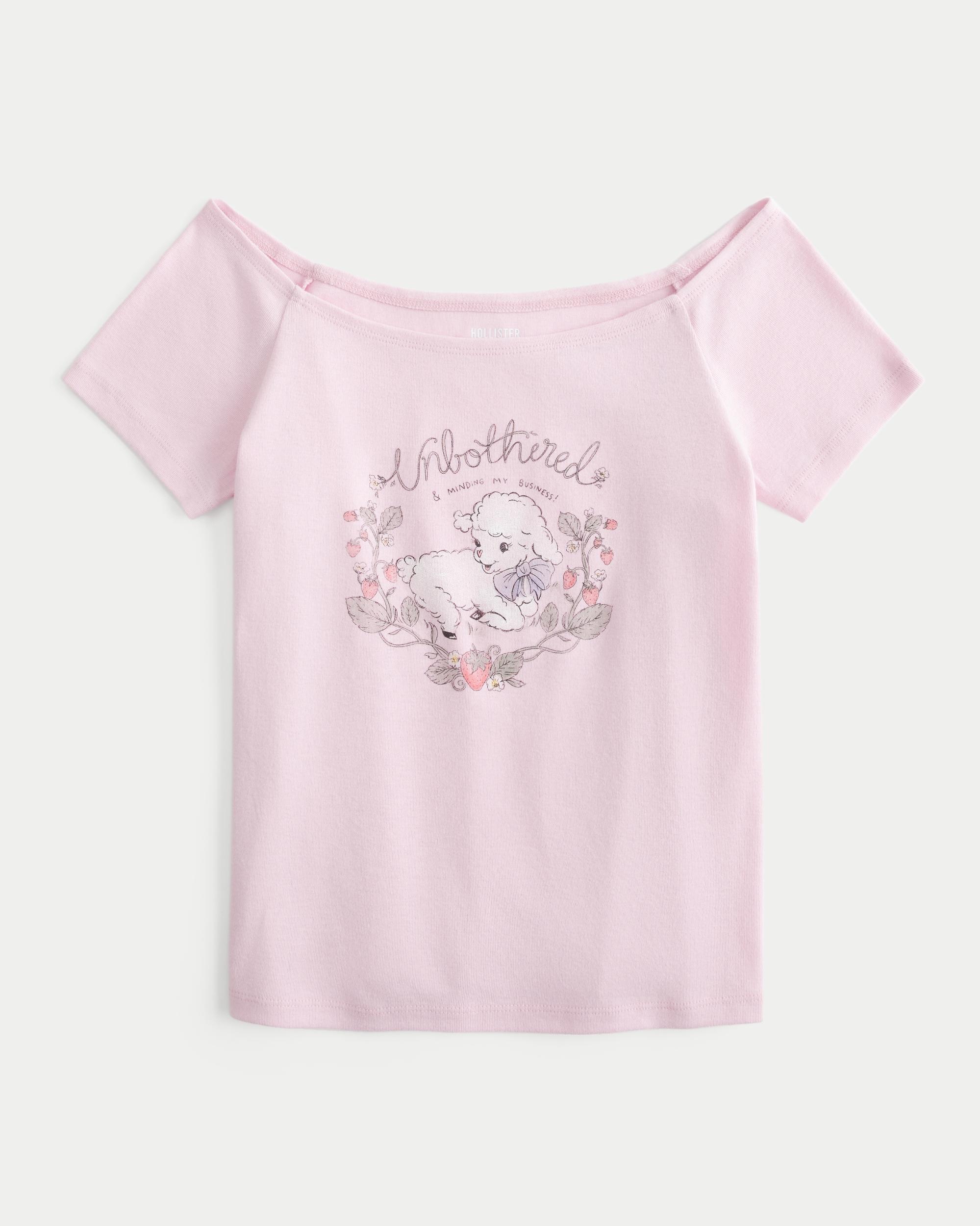 Off-the-Shoulder Unbothered Graphic Tee Product Image