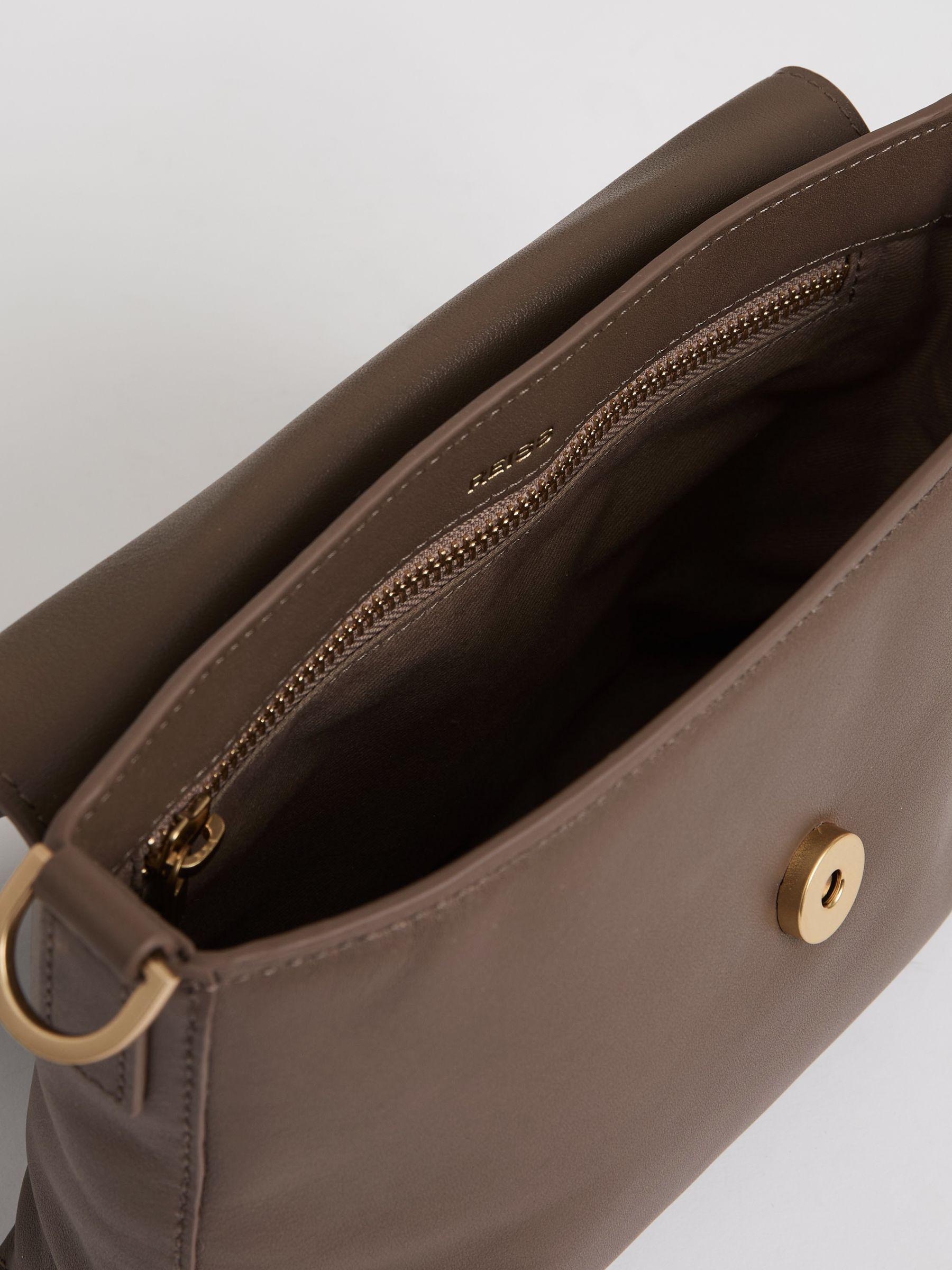 Leather Flap Crossbody Bag in Taupe Product Image