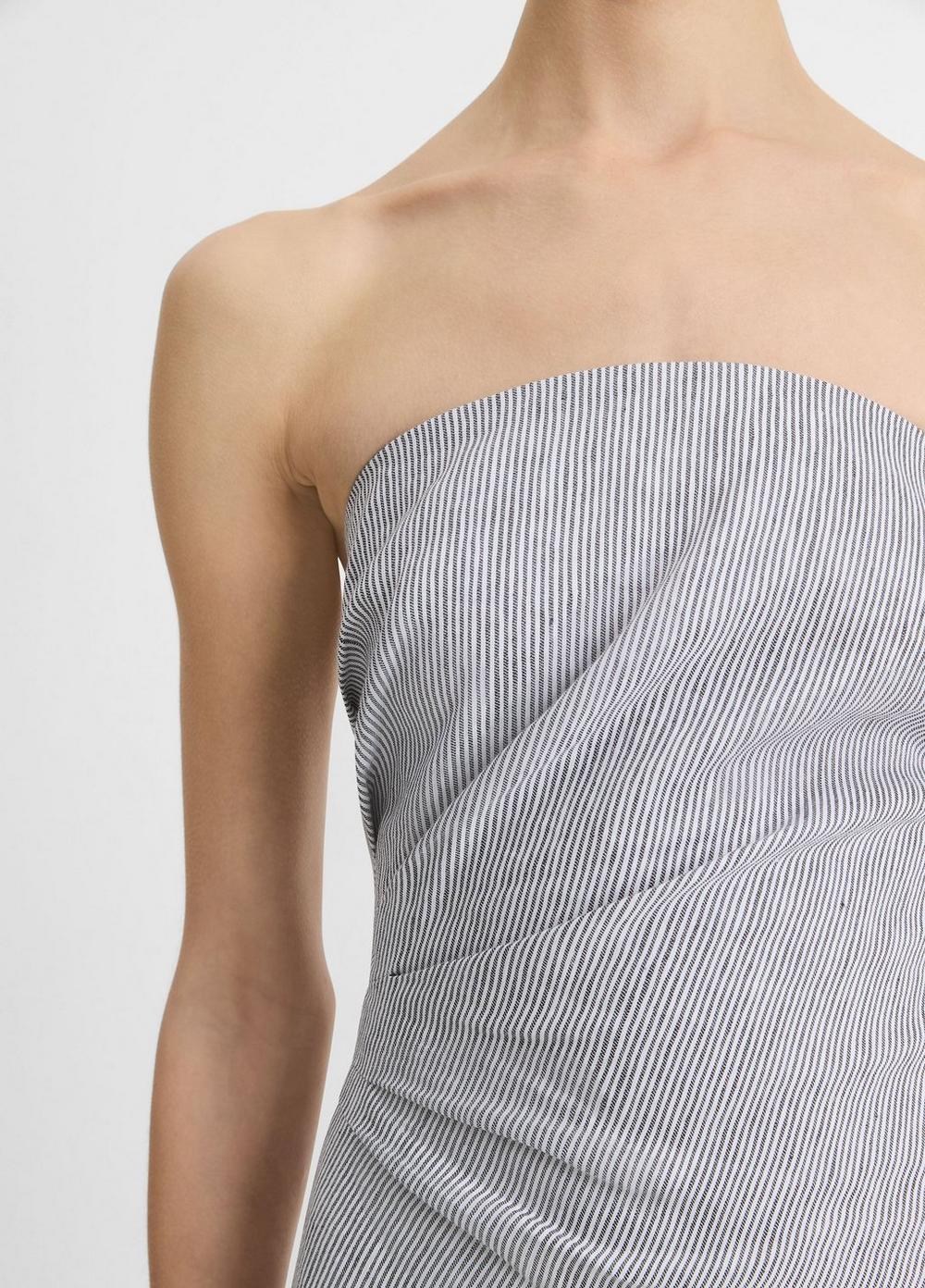 Womens Ticking Stripe Linen-cotton Draped Dress Vince Product Image