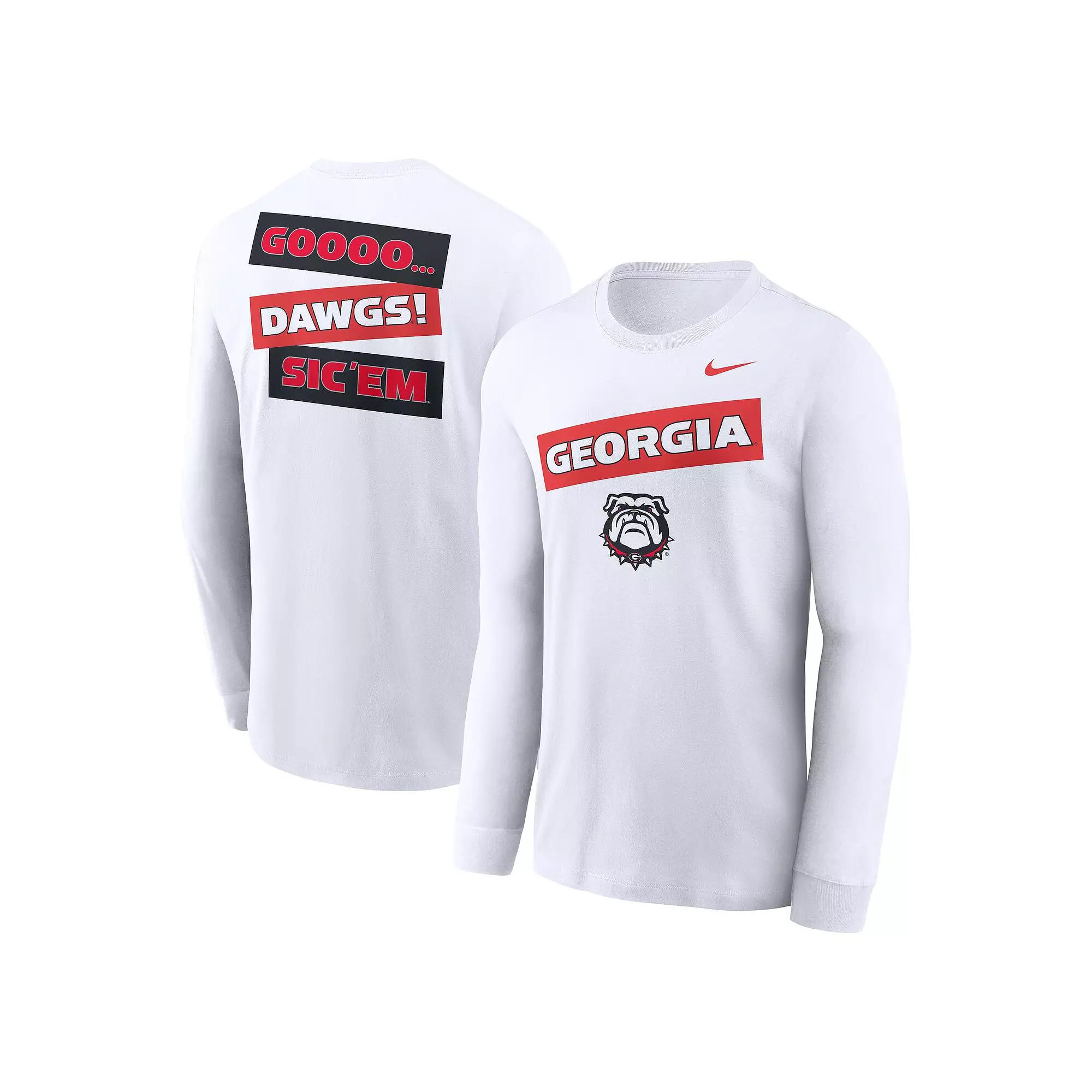 Men's Nike White Georgia Bulldogs Two-Hit Classic Location Long Sleeve T-Shirt, Size: Large Product Image