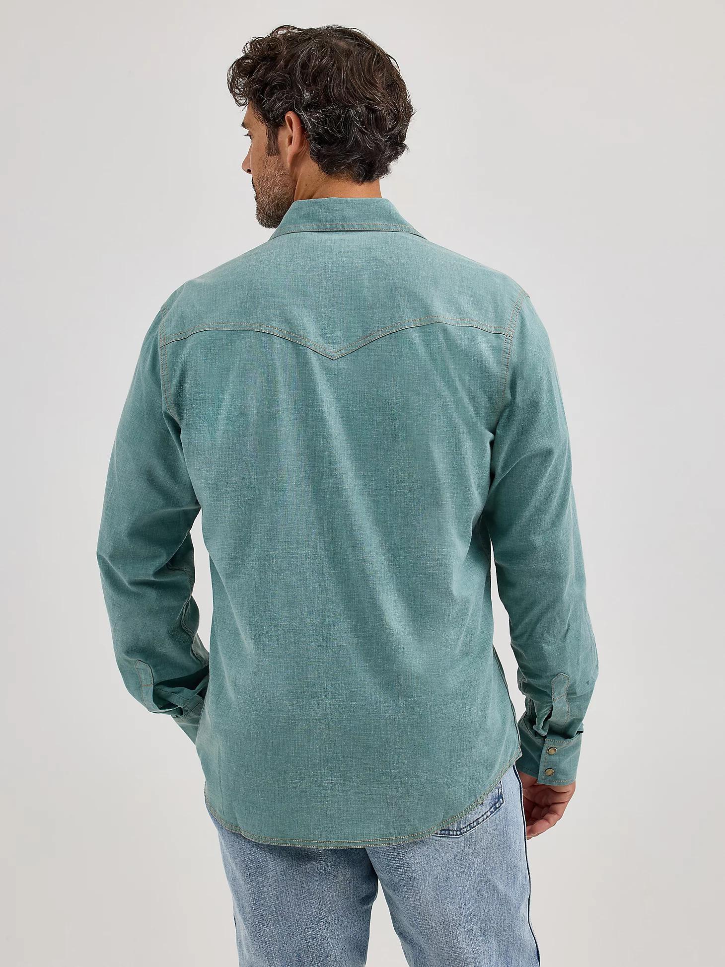 Men's Wrangler Retro Premium Western Snap Solid Shirt in Robins Egg Product Image