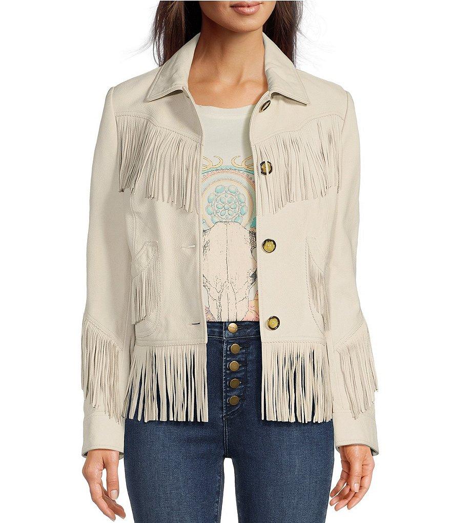 Scully Genuine Leather Fringe Button Front Jacket Product Image
