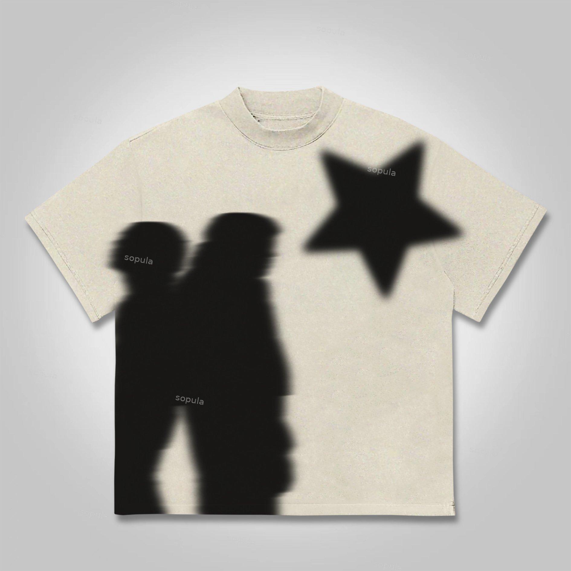 Men's Casual Virtual Shadow Graphics Cotton Short Sleeve T-Shirt Product Image