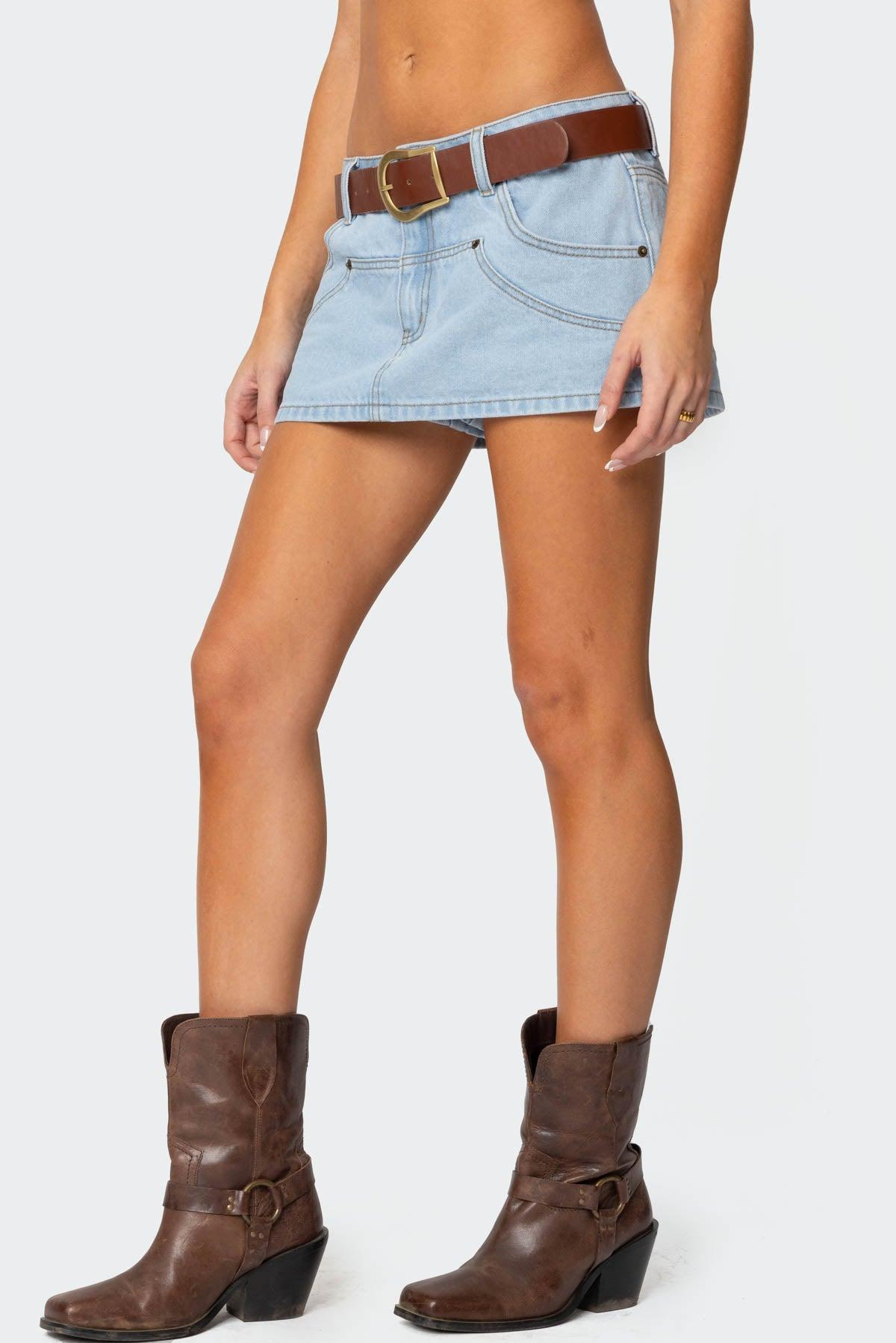 Stitched Up Denim Mini Skort Product Image