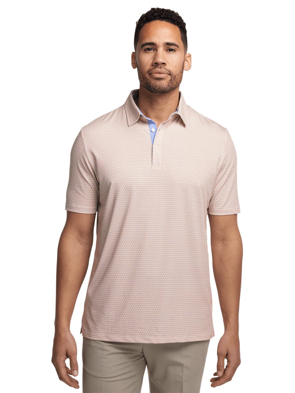 Performance Blend Three Button Polo - Orange Multi Product Image