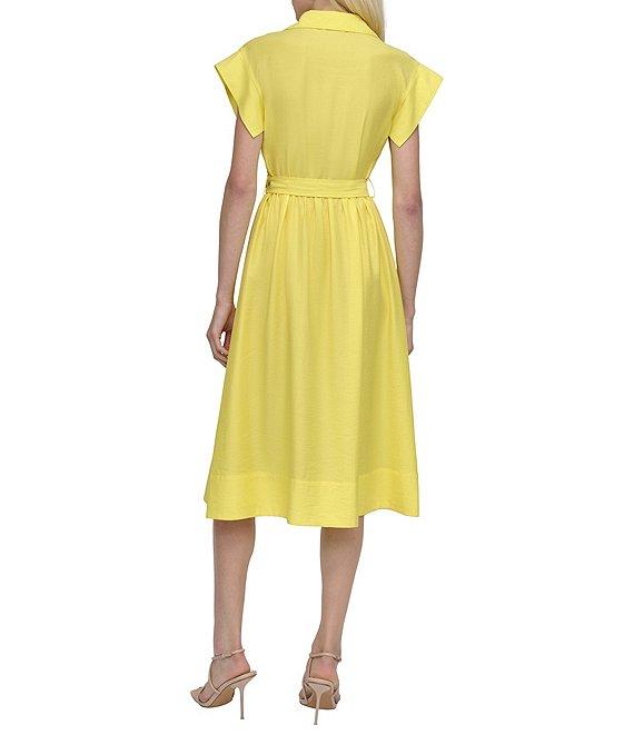 DKNY by Donna Karan Petite Size Short Sleeve Button Front Shirt Dress Product Image